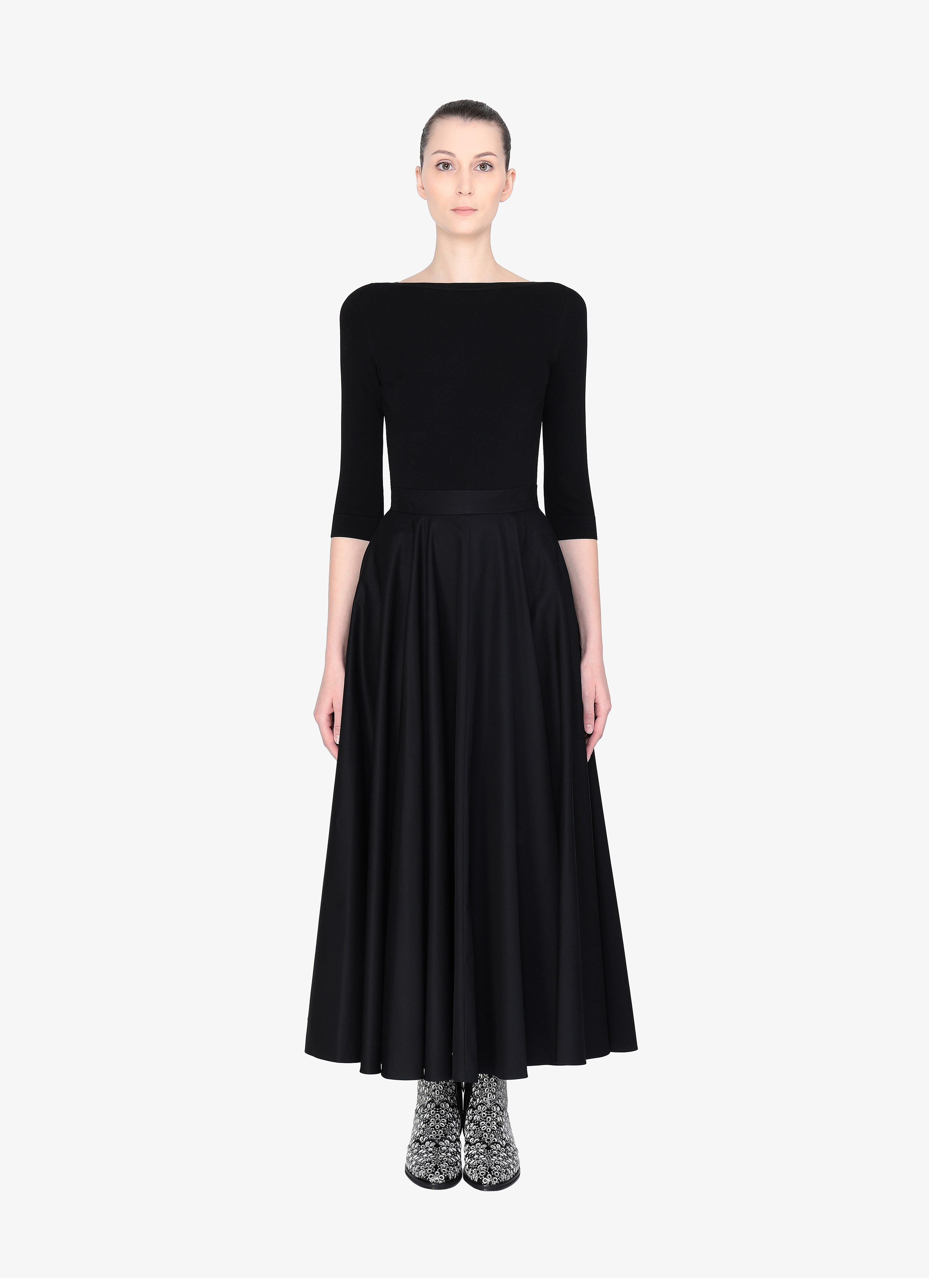 Women's SKIRT GABARDINE DE COTON BLACK | ALAÏA US