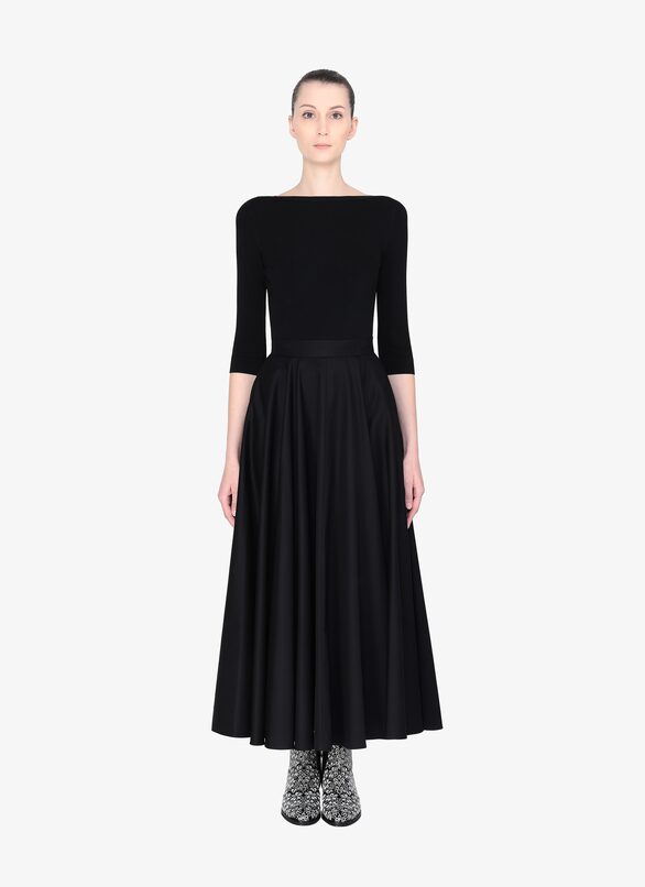 SKIRT GABARDINE DE COTON BLACK ALAÏA BLACK  SKIRT GABARDINE DE COTON BLACK
