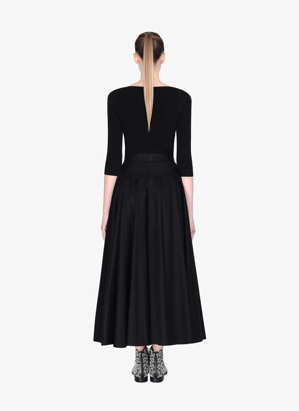 SKIRT GABARDINE DE COTON BLACK ALAÏA BLACK  SKIRT GABARDINE DE COTON BLACK