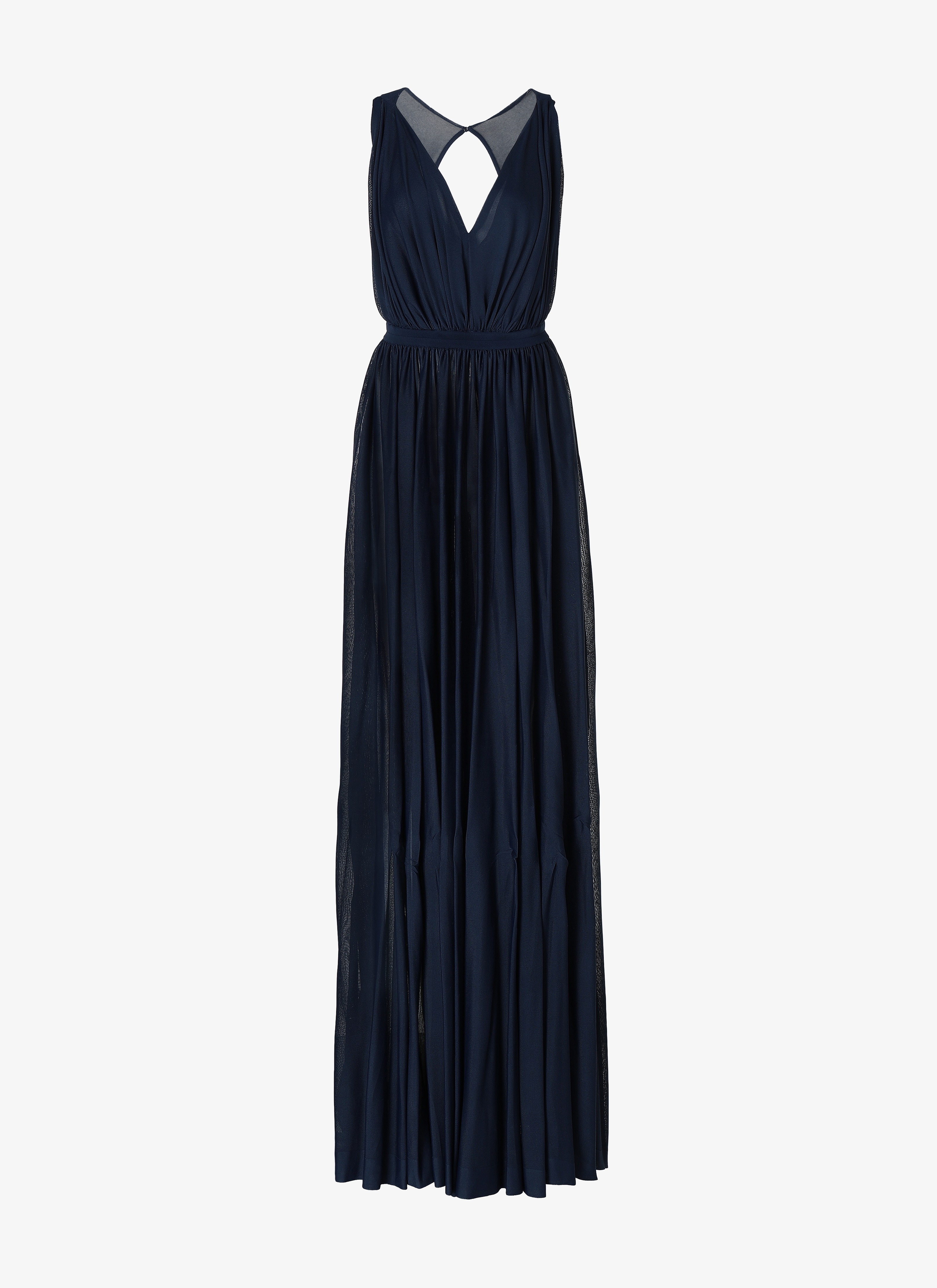 ALAÏA BLEU NUIT ROBE LONGUE DRAPÉE DOS NU 