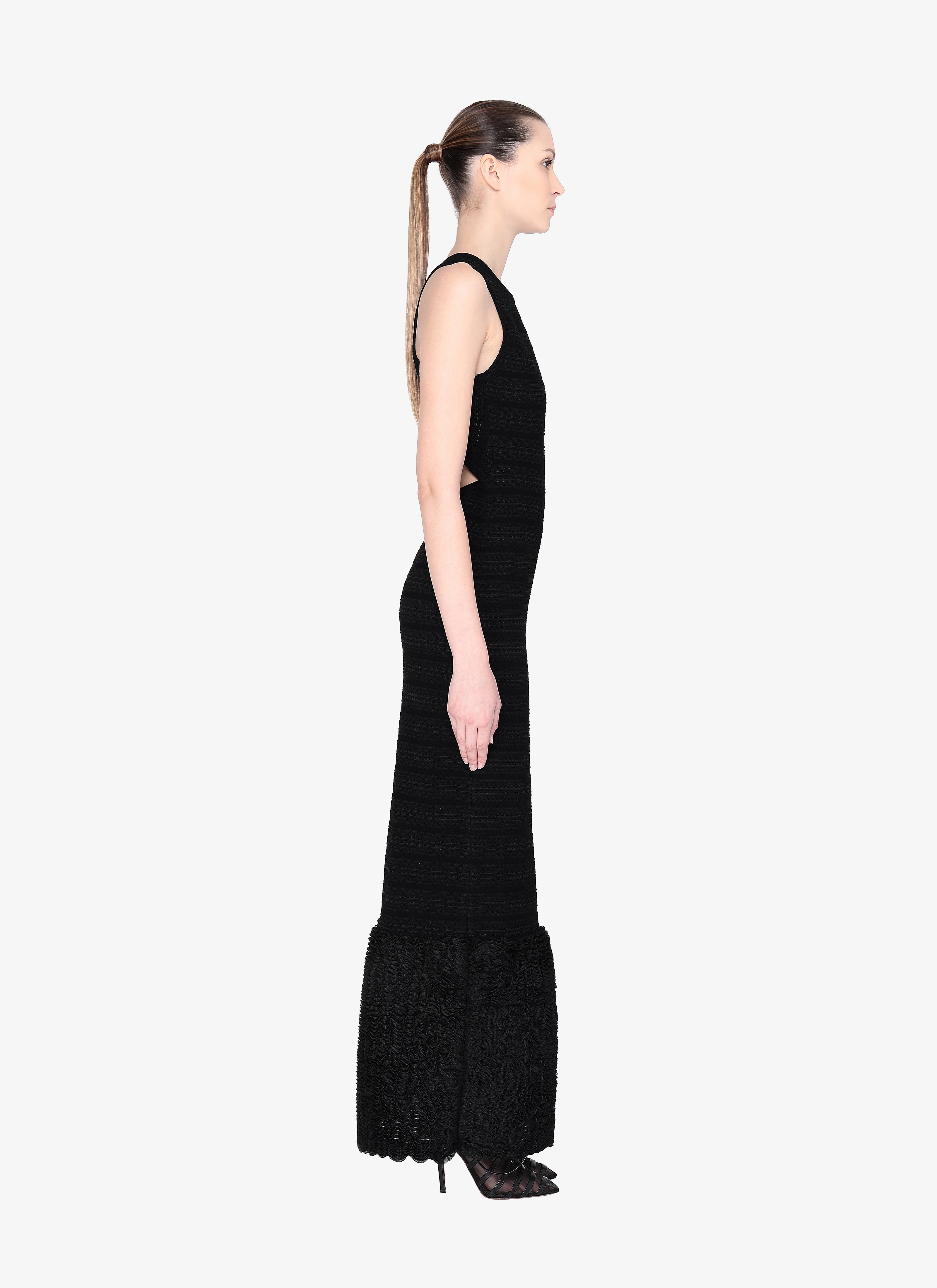 ALAÏA BLACK LONG KNITTED DRESS