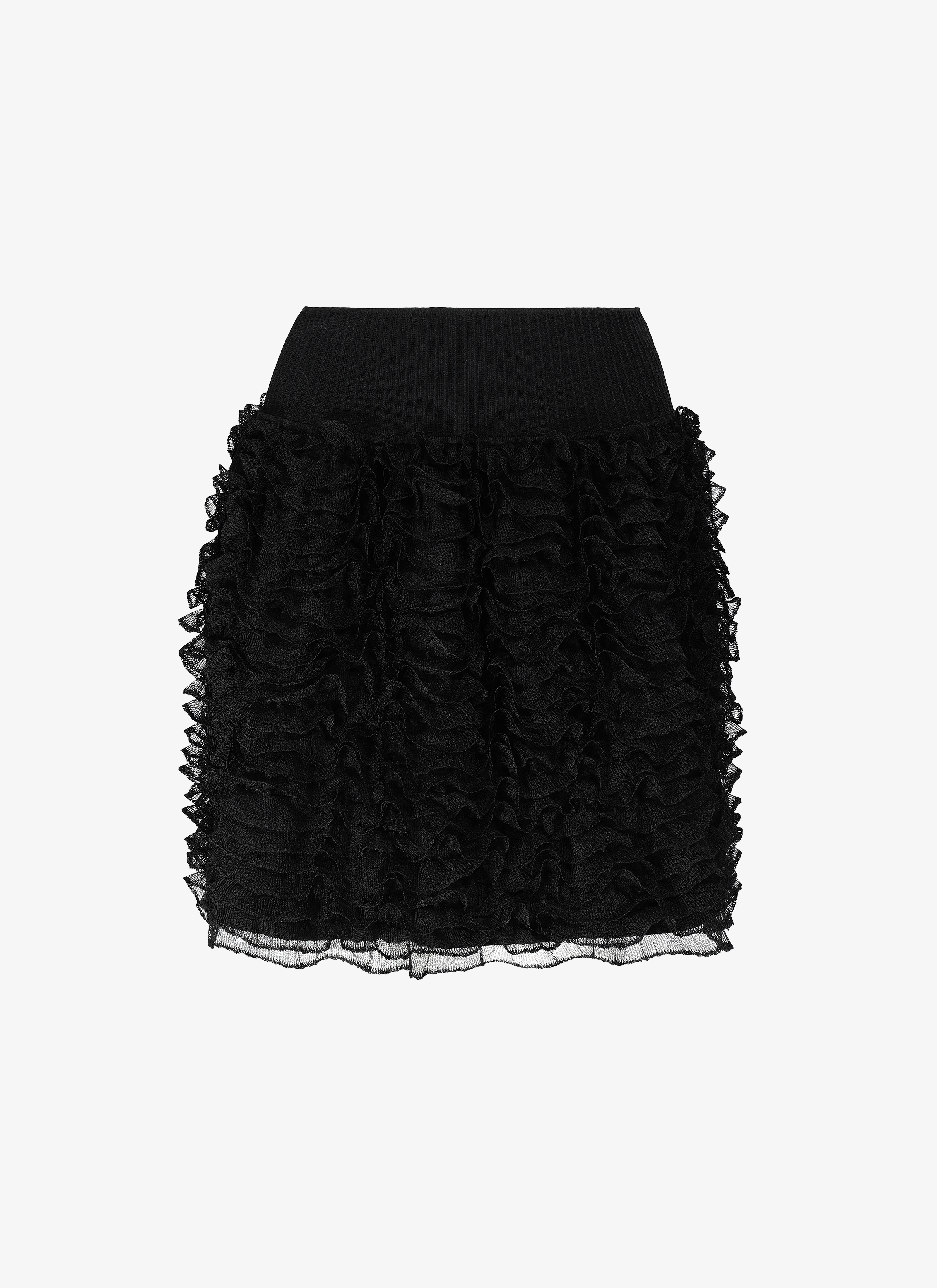 ALAÏA BLACK MINI RUFFLED SKIRT