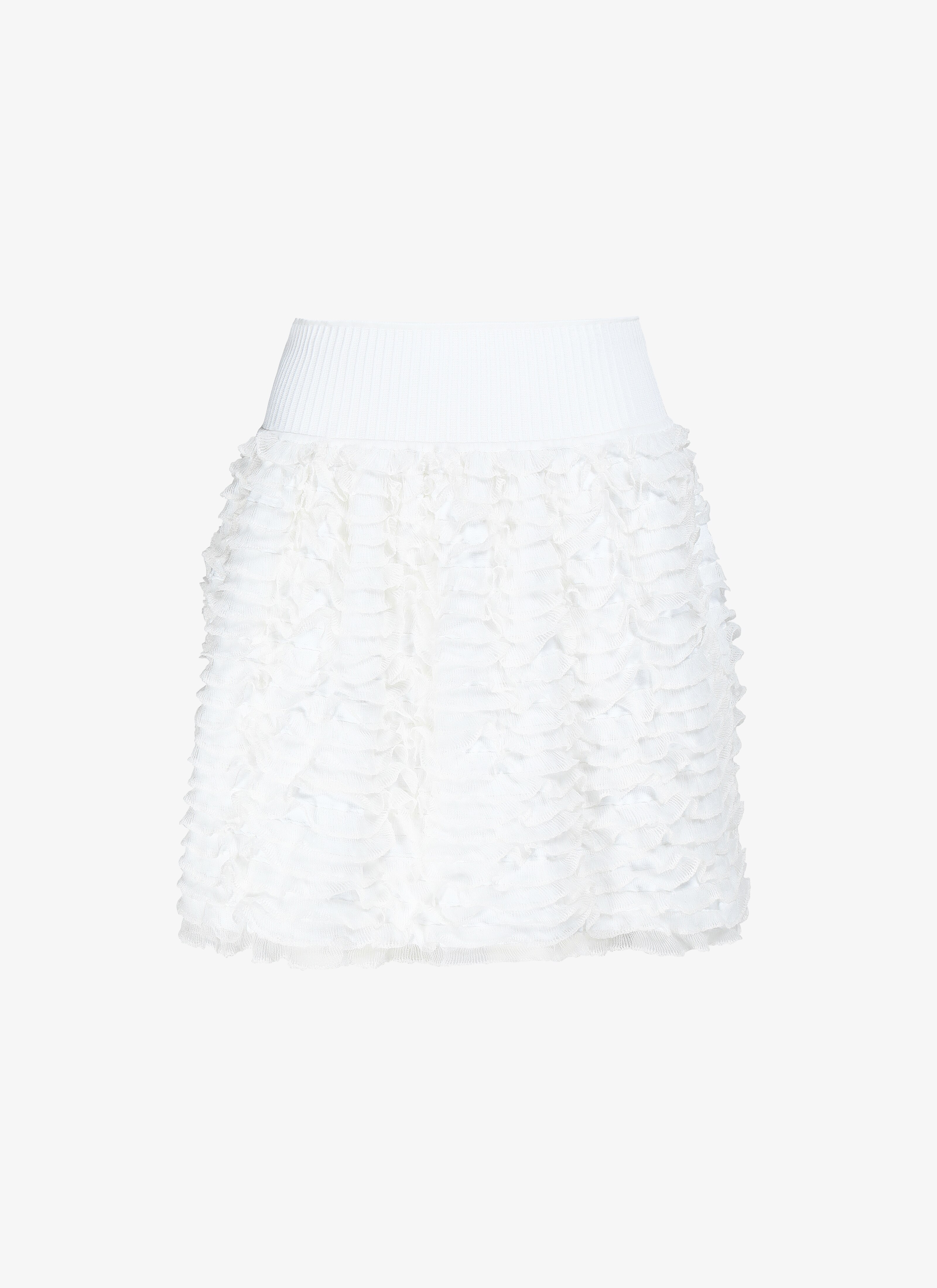 ALAÏA WHITE MINI RUFFLED SKIRT