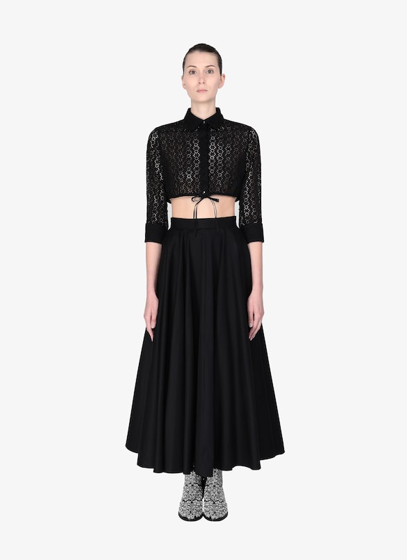 Embroidered Cropped Shirt ALAÏA BLACK EMBROIDERED CROPPED SHIRT
