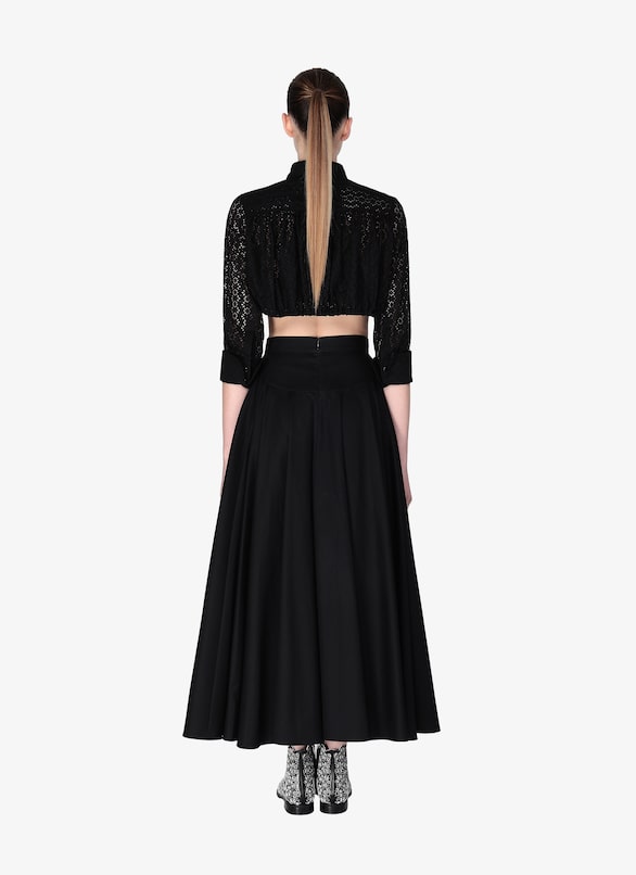 Embroidered Cropped Shirt ALAÏA BLACK EMBROIDERED CROPPED SHIRT