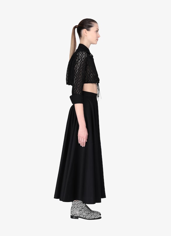 Embroidered Cropped Shirt ALAÏA BLACK EMBROIDERED CROPPED SHIRT