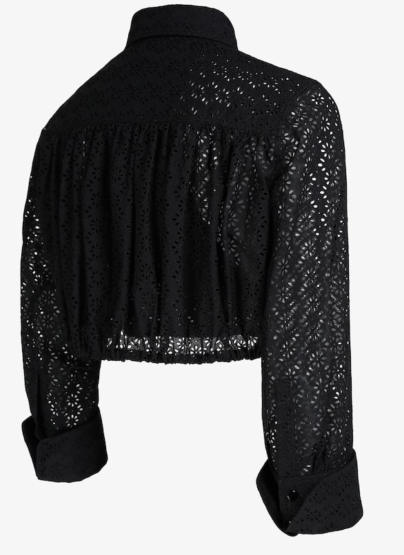 Embroidered Cropped Shirt ALAÏA BLACK EMBROIDERED CROPPED SHIRT