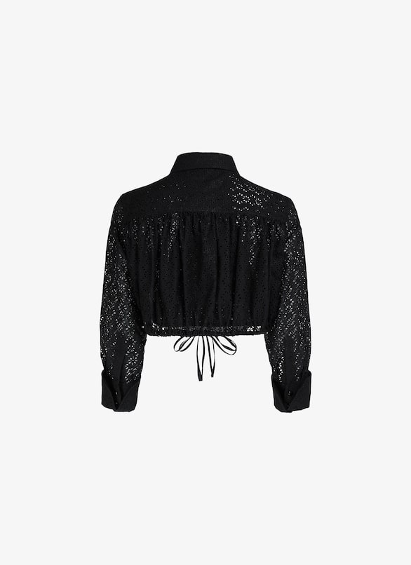 Embroidered Cropped Shirt ALAÏA BLACK EMBROIDERED CROPPED SHIRT