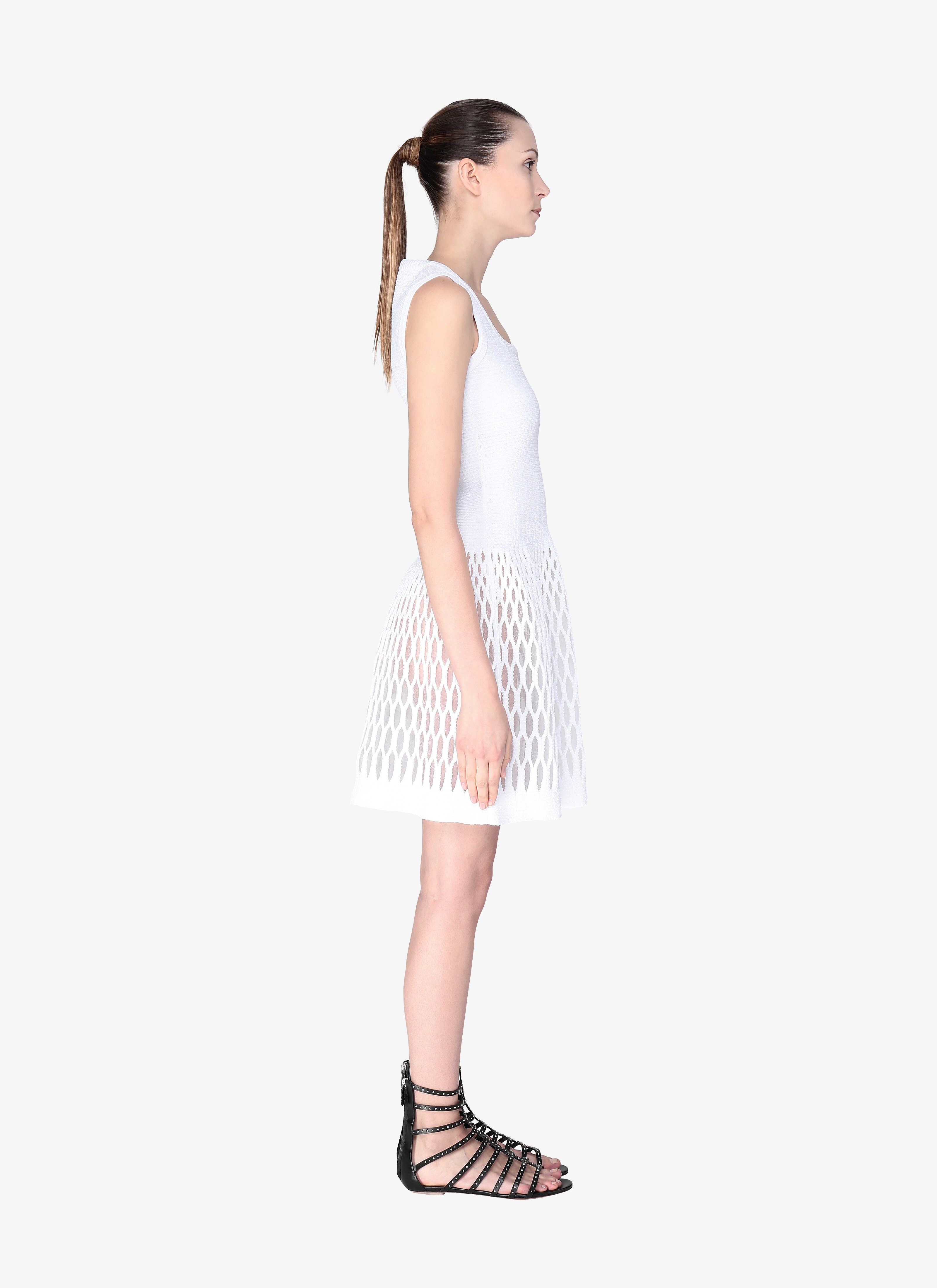 ALAÏA  SLEEVELESS DRESS DIAPHANE WHITE BIANCO