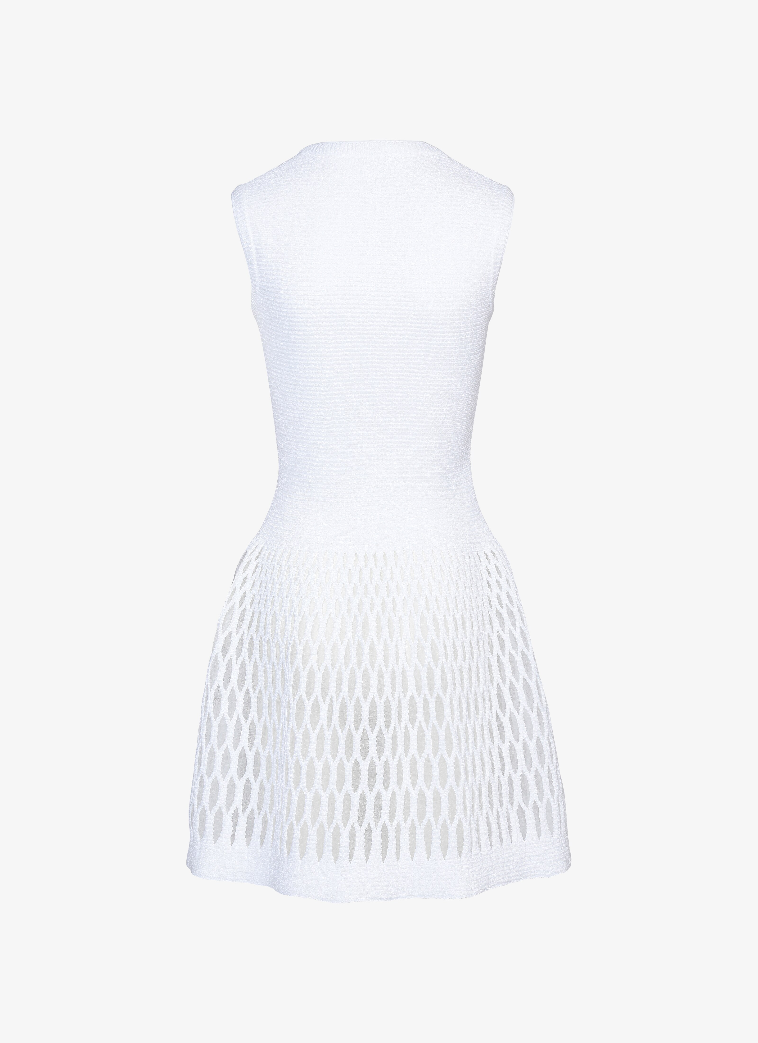 ALAÏA  SLEEVELESS DRESS DIAPHANE WHITE BIANCO