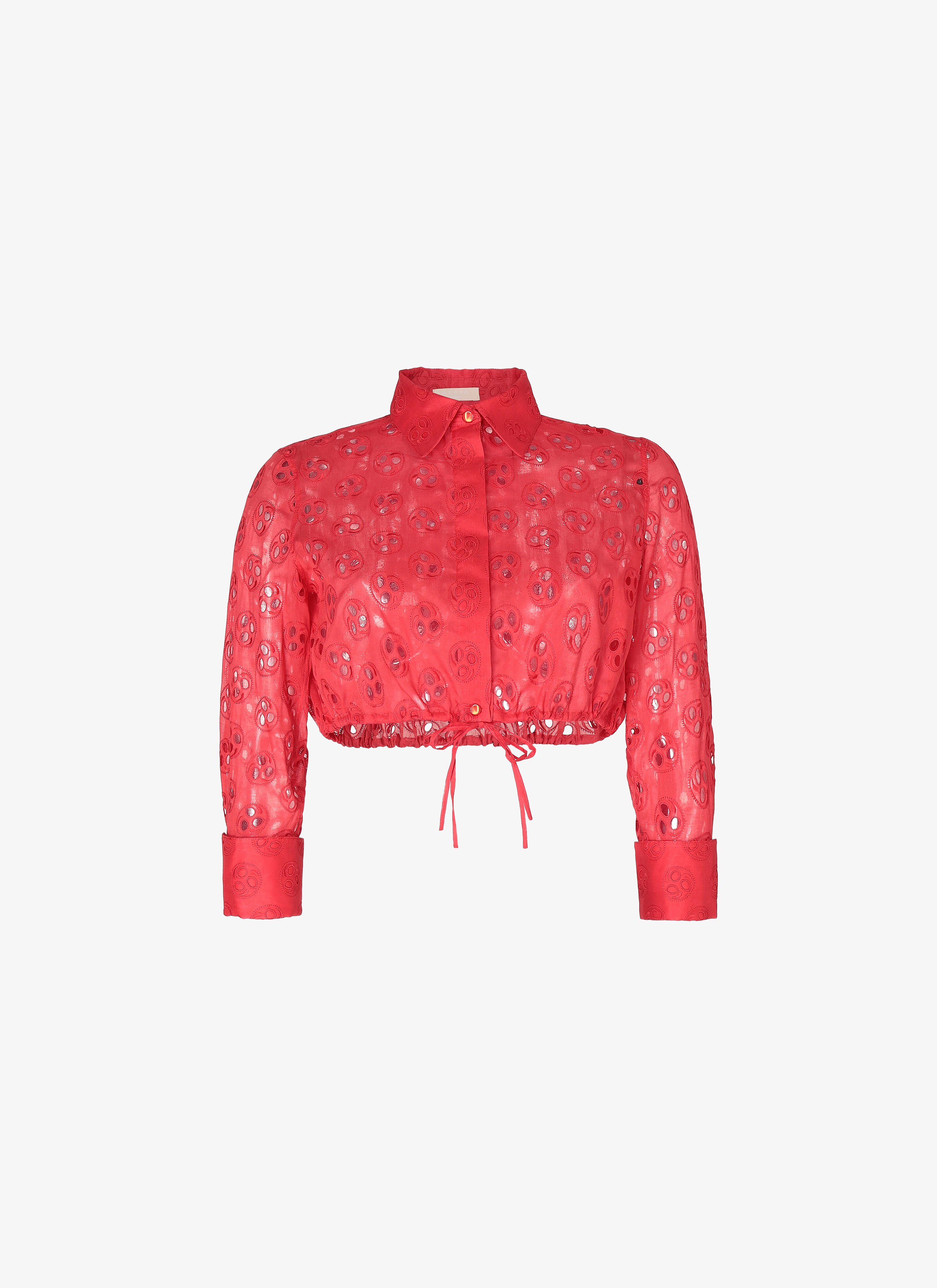 ALAÏA BLUSA DI COTONE ROSSO SCARLATTO