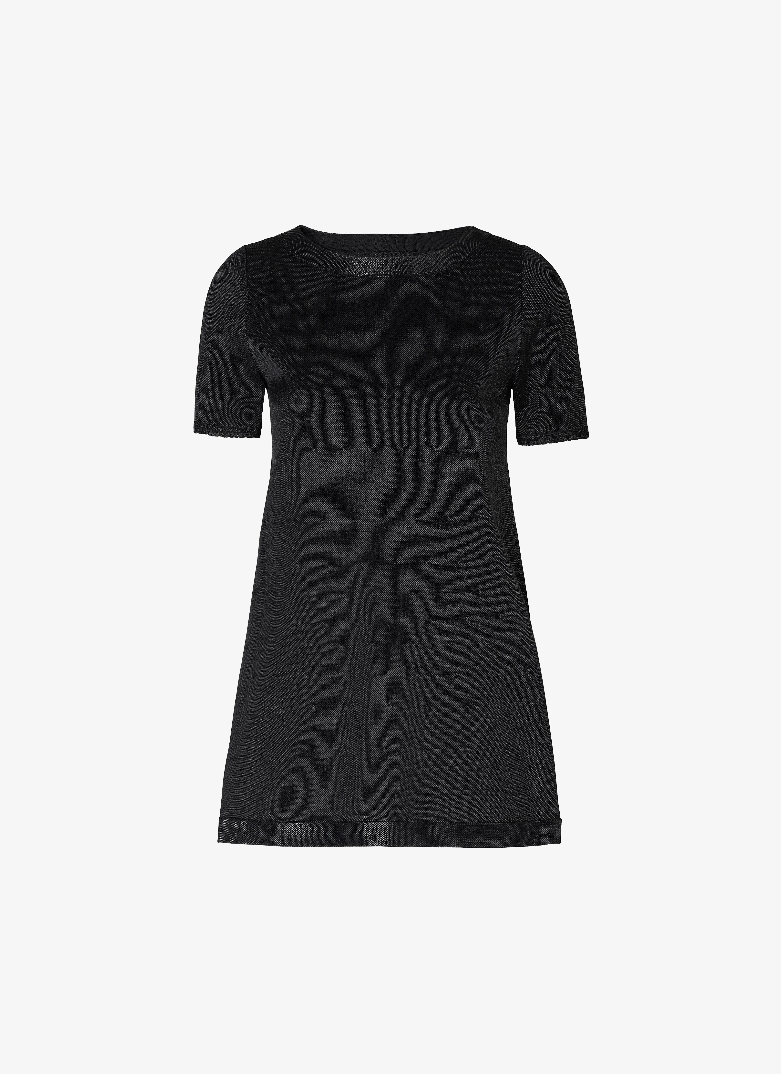 ALAÏA  SHORT SLEEVE TUNIC RAFIA BLACK NERO