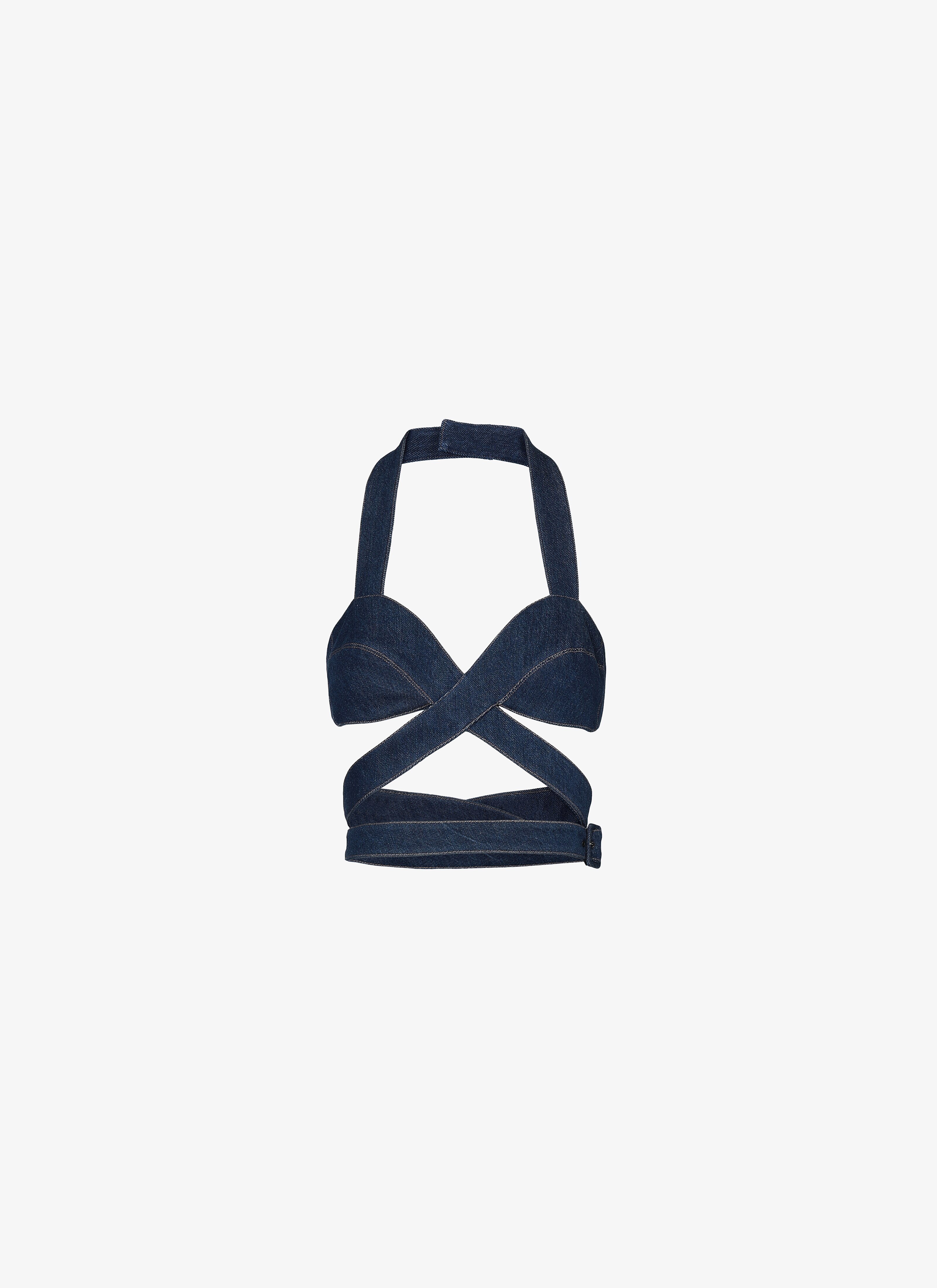 ALAÏA MARINE BRA DENIM DARK BLUE