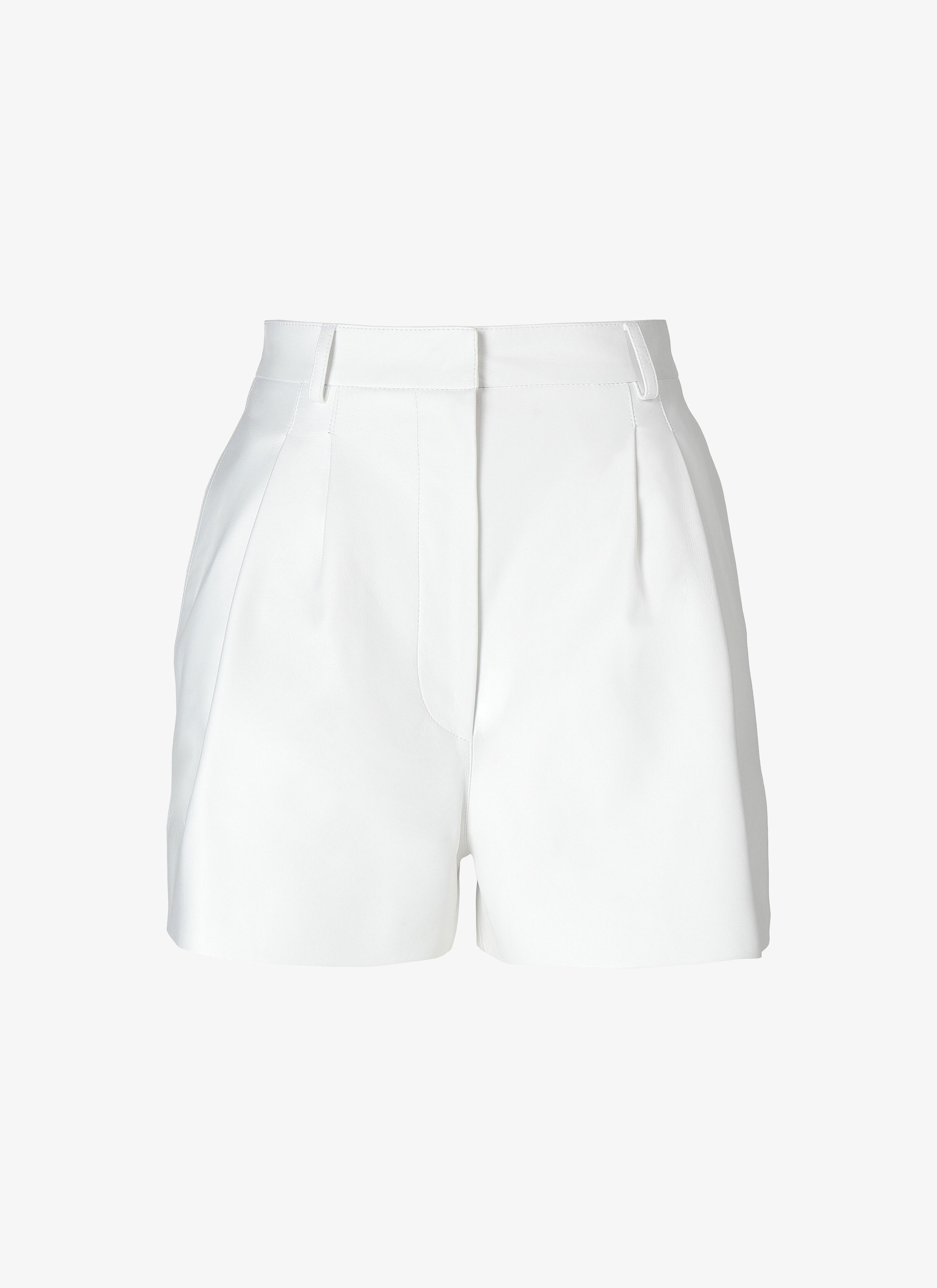 ALAÏA WHITE LEATHER STRUCTURED SHORT