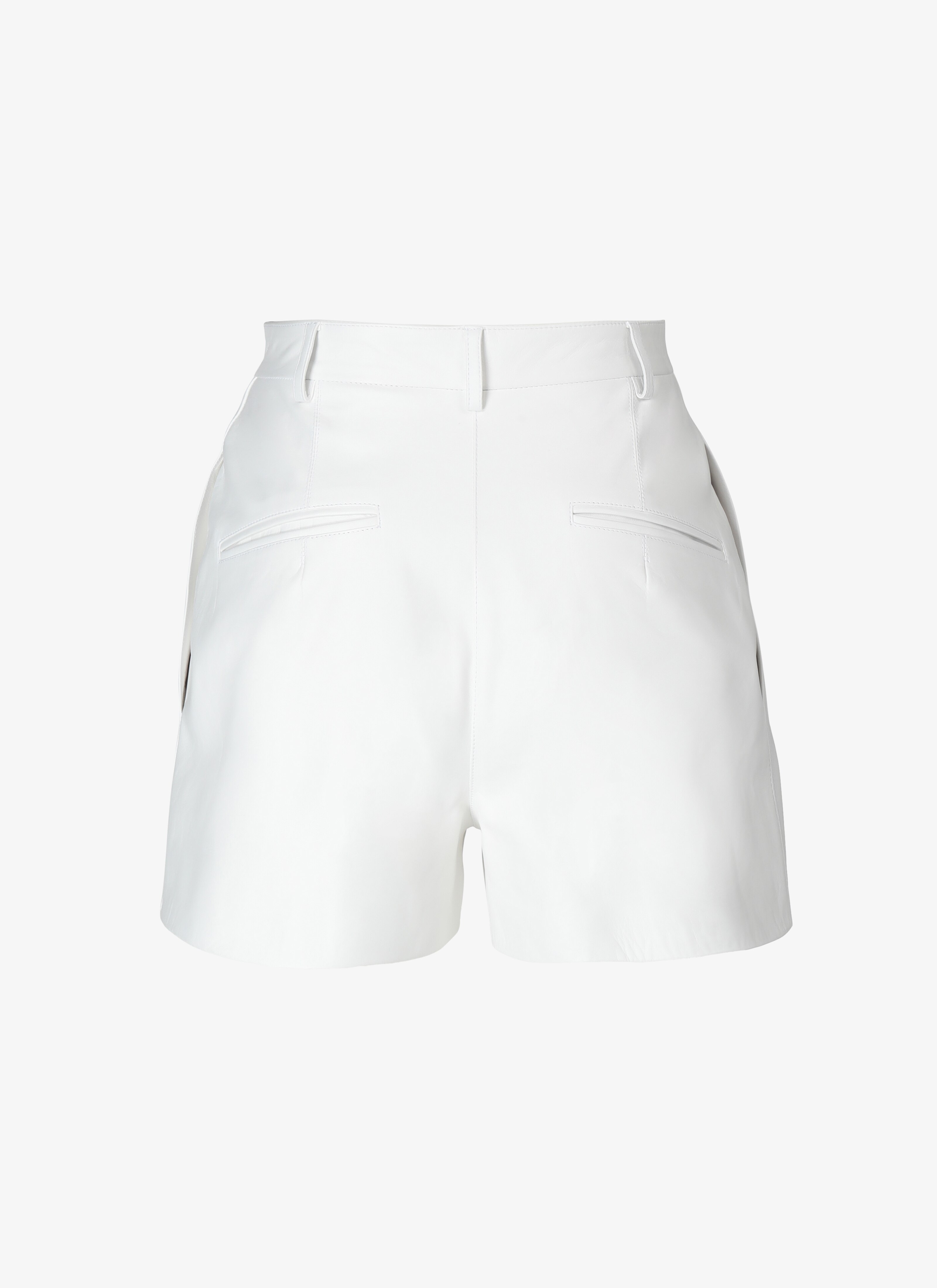 ALAÏA WHITE LEATHER STRUCTURED SHORT