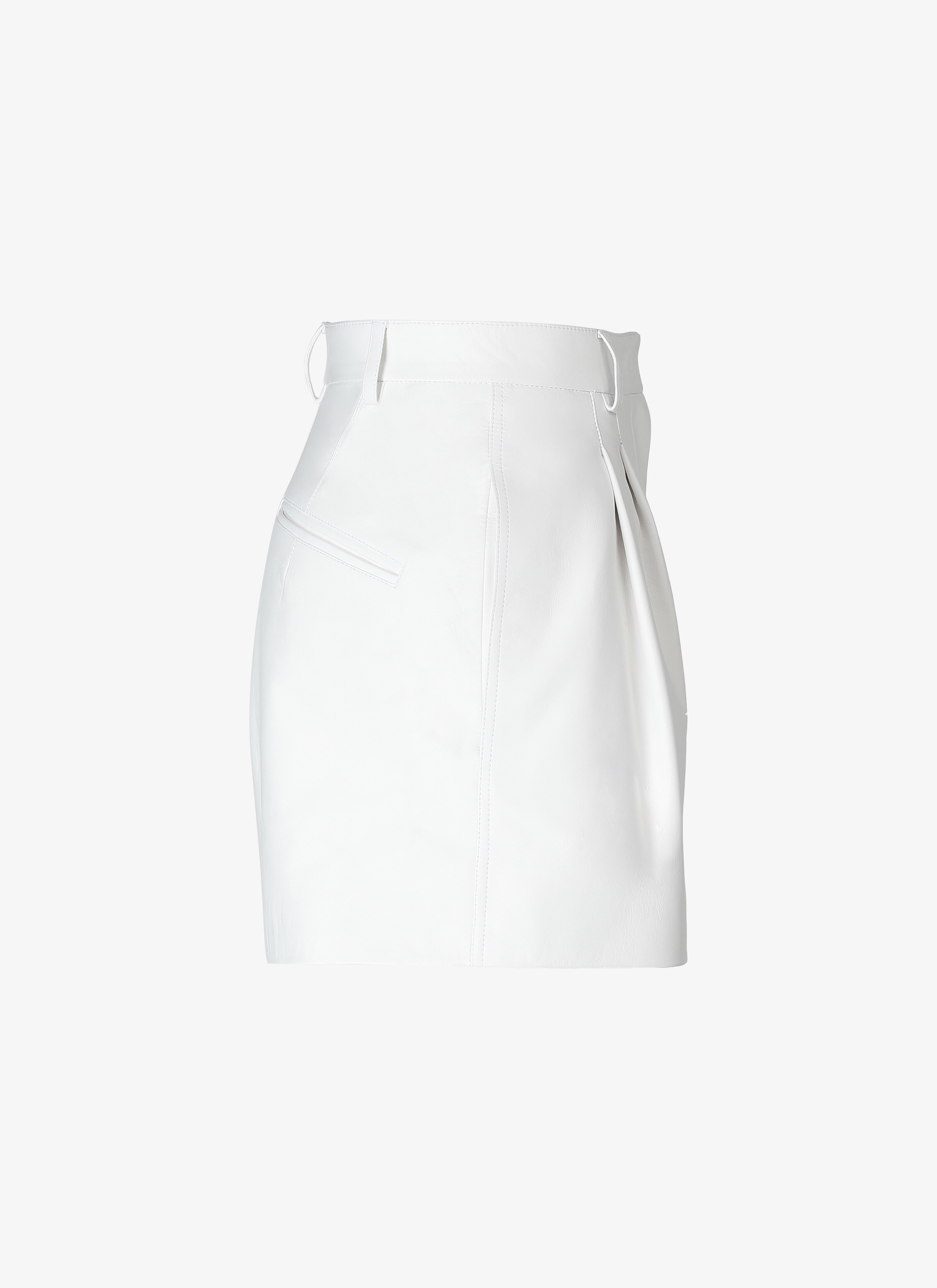 ALAÏA WHITE LEATHER STRUCTURED SHORT