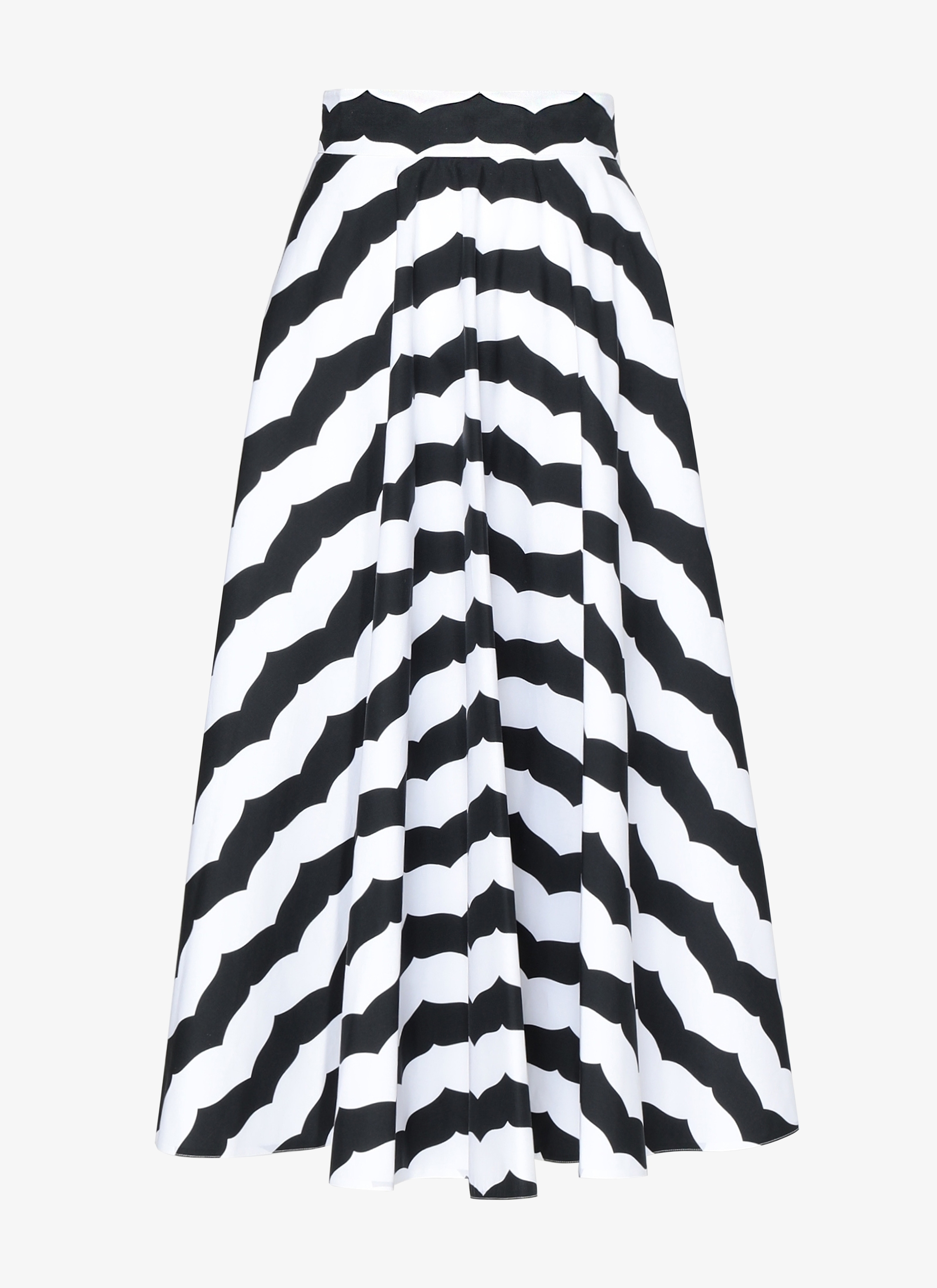 ALAÏA  LONG SKIRT POPELINE RAYURES EDITIONS WHITE/BLACK BIANCO/NERO