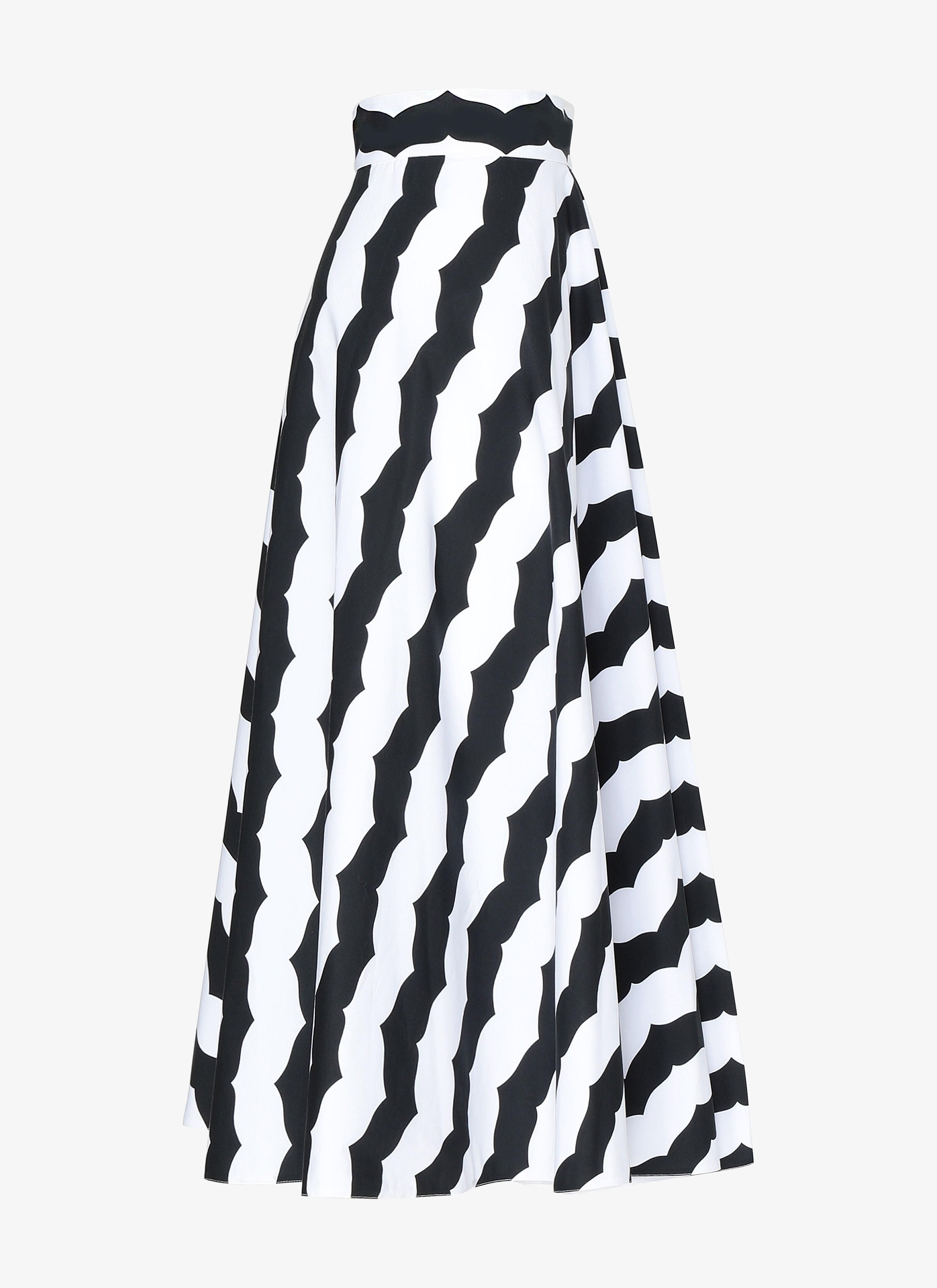 ALAÏA  LONG SKIRT POPELINE RAYURES EDITIONS WHITE/BLACK BIANCO/NERO