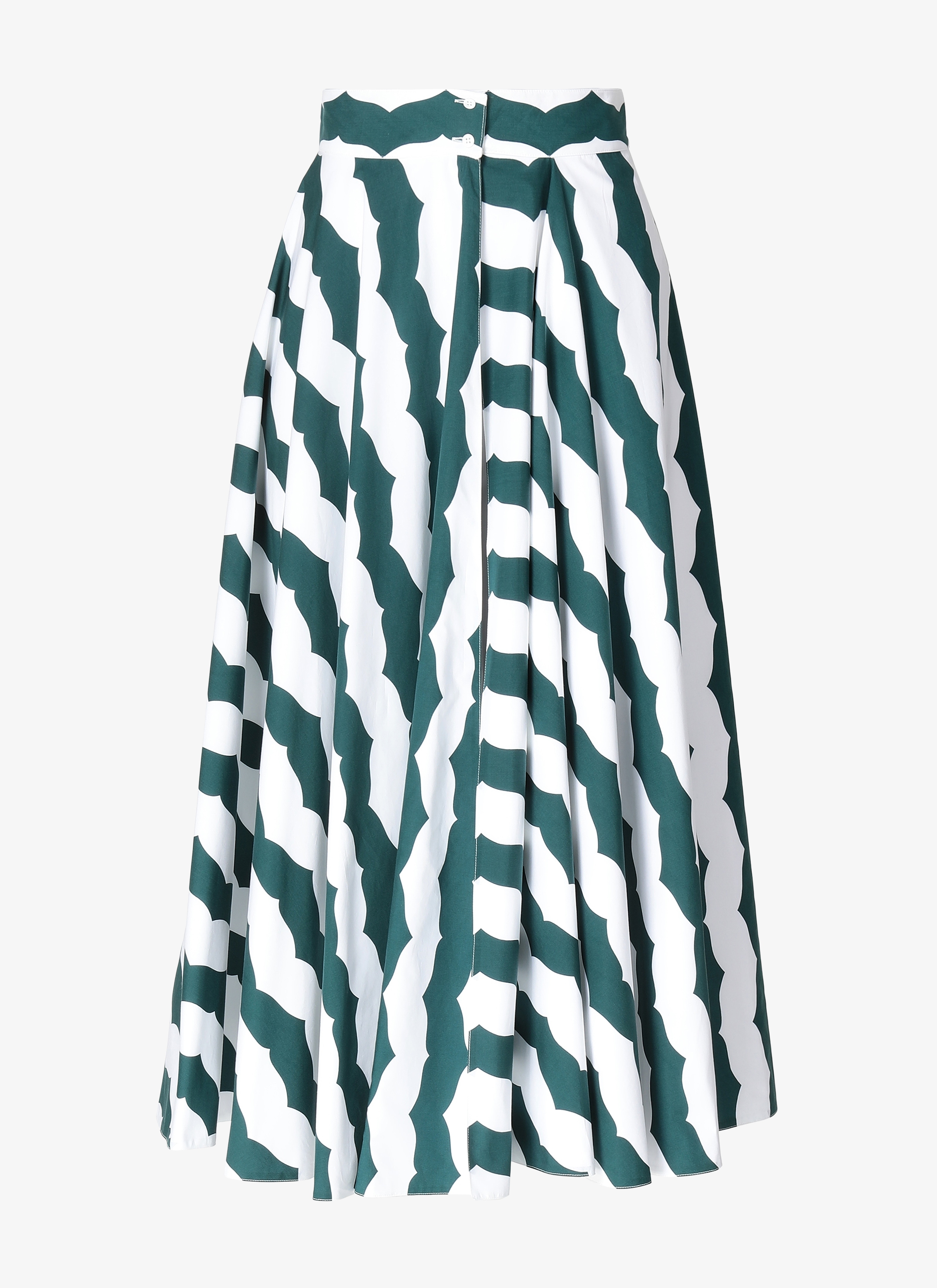 ALAÏA WHITE/GREEN  LONG SKIRT POPELINE RAYURES EDITIONS WHITE/GREEN
