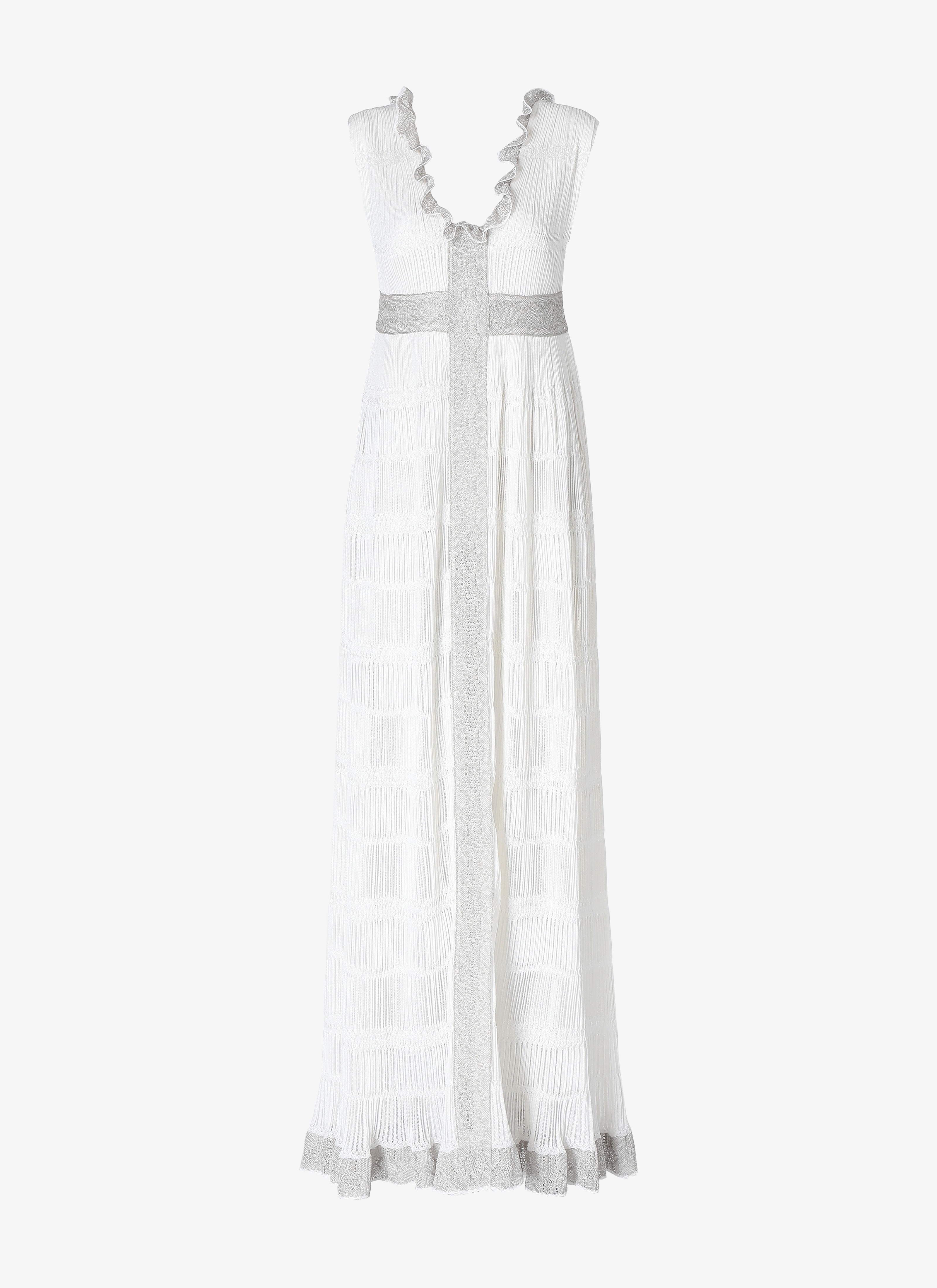 ALAÏA WHITE LONG OPEN BACK DRESS