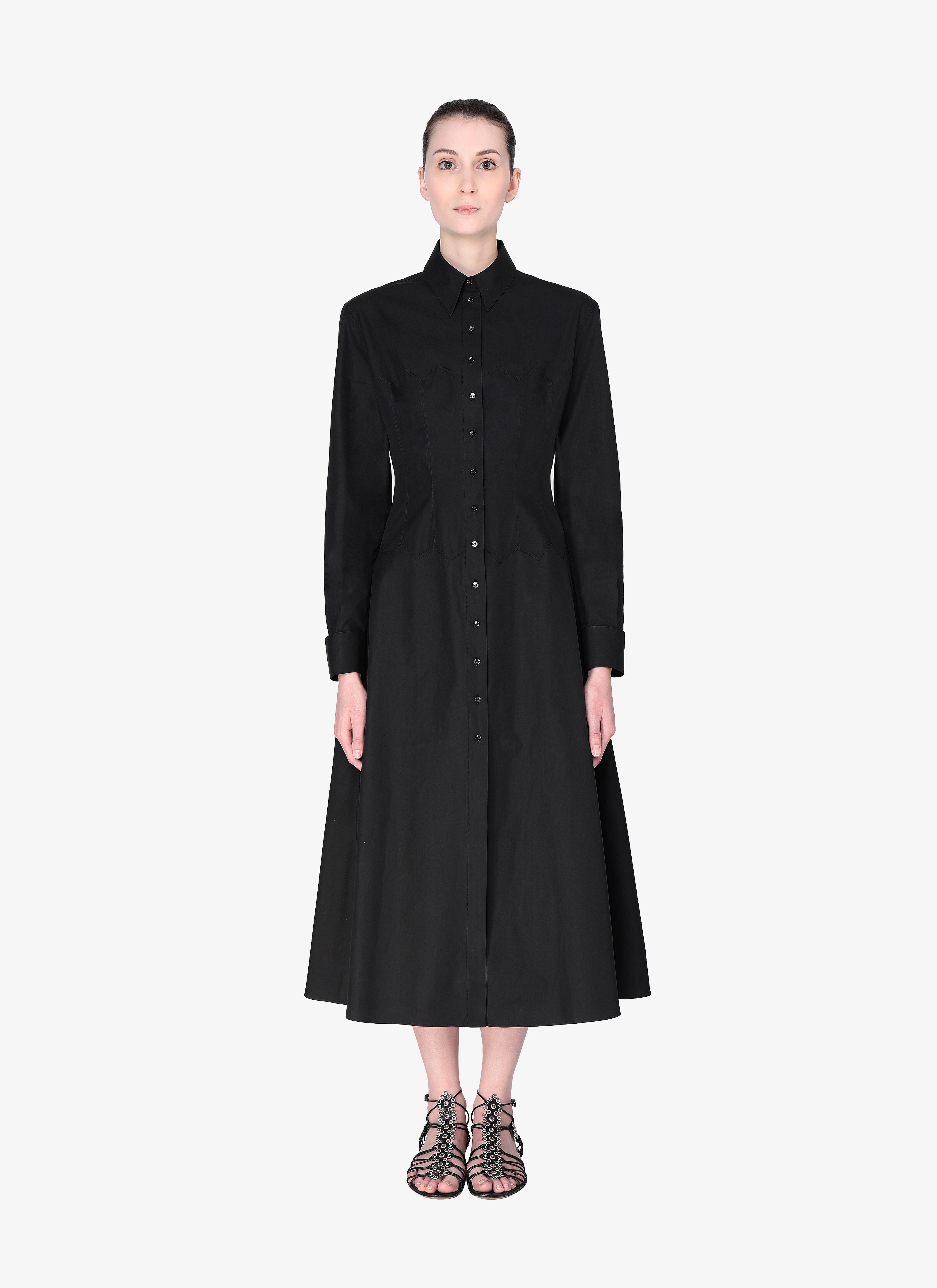 Long-Sleeved Cotton Shirt Dress Long-Sleeved Cotton Shirt Dress - maison-alaia.com