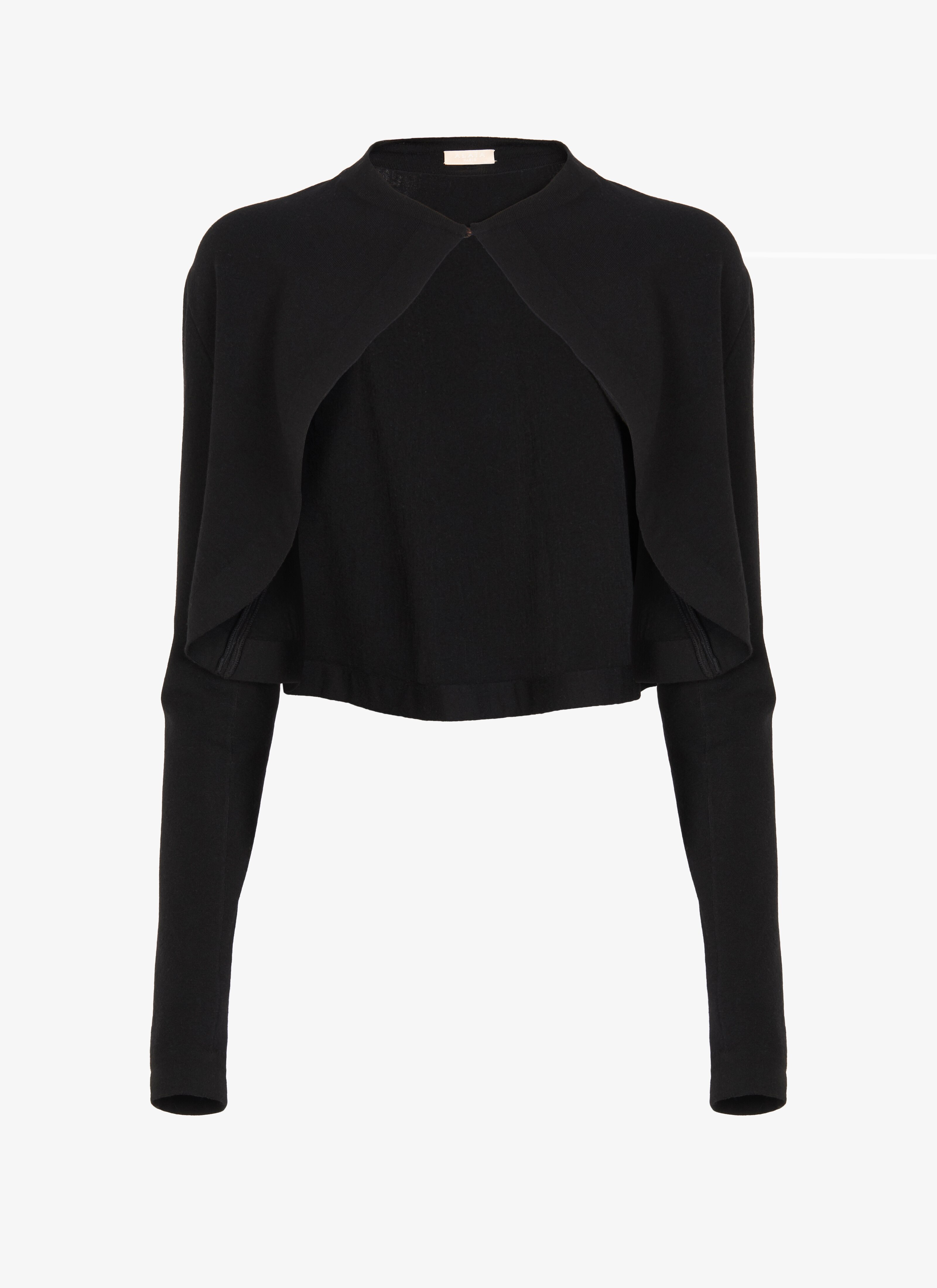 ALAÏA BLACK WOOL-BLEND BOLERO JACKET