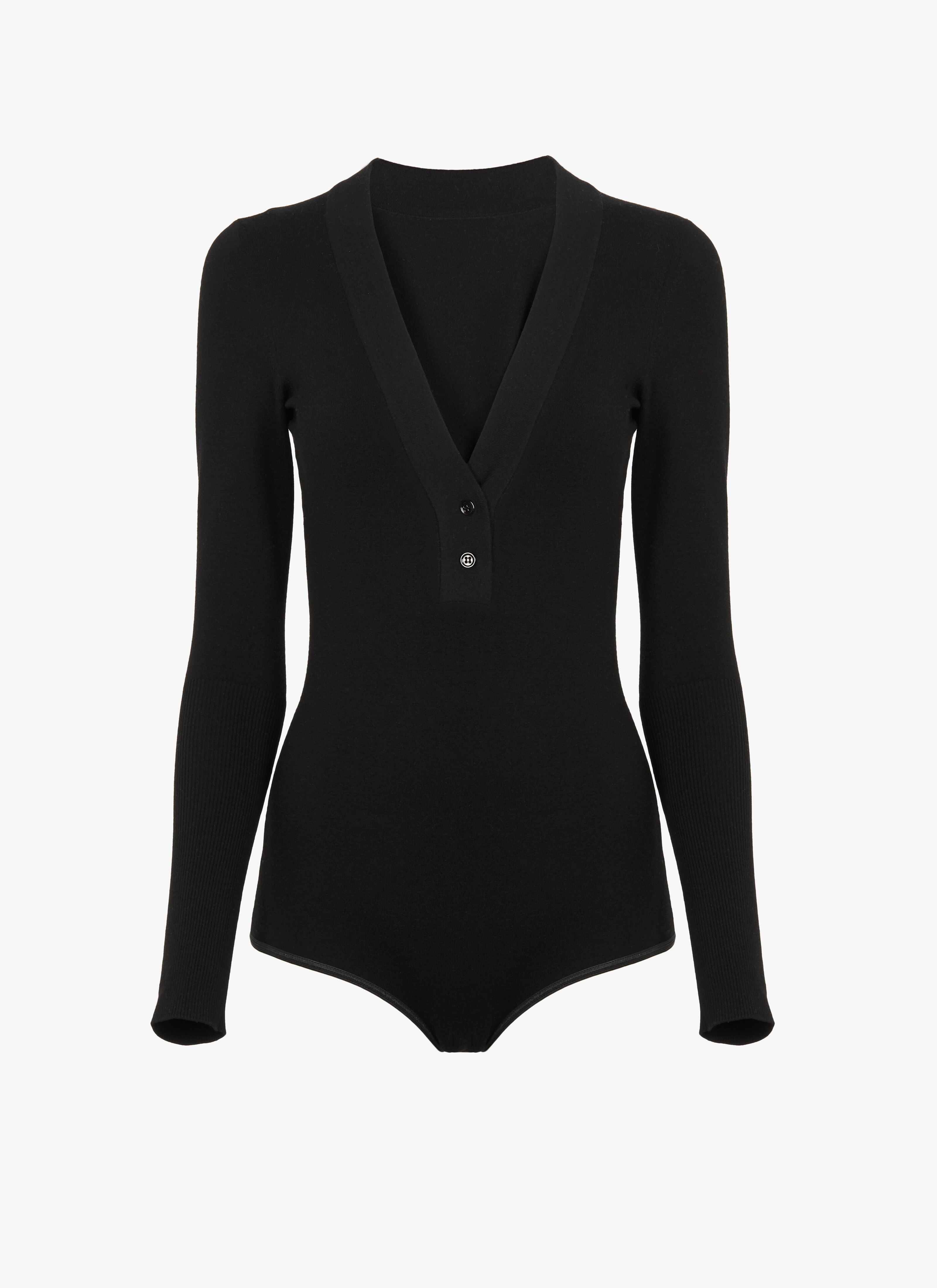 ALAÏA BLACK  LONG SLEEVE BODYSUIT LAINE SUPREME BLACK