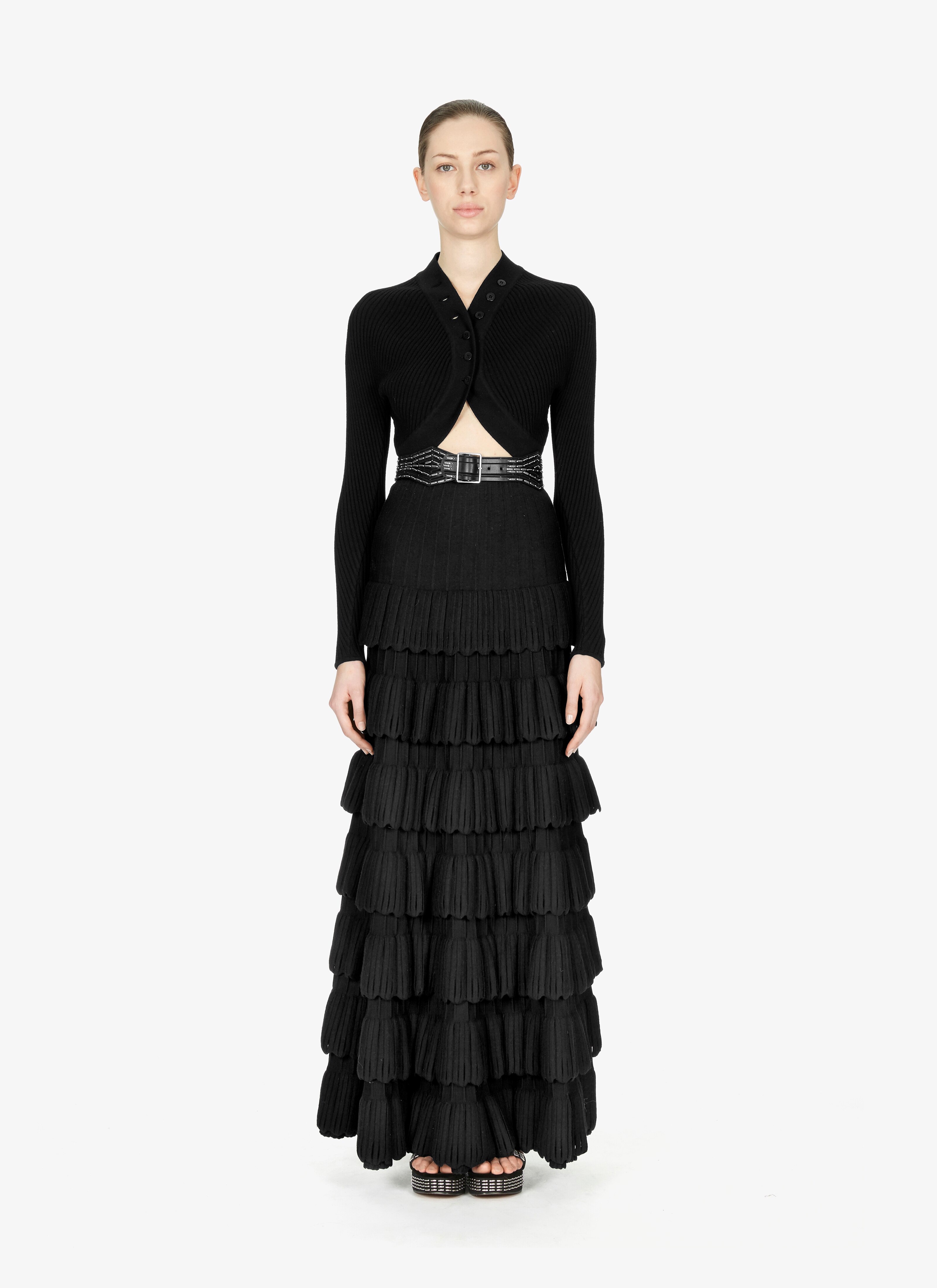 Wool-Blend Tiered Skirt Wool-Blend Tiered Skirt - maison-alaia.com