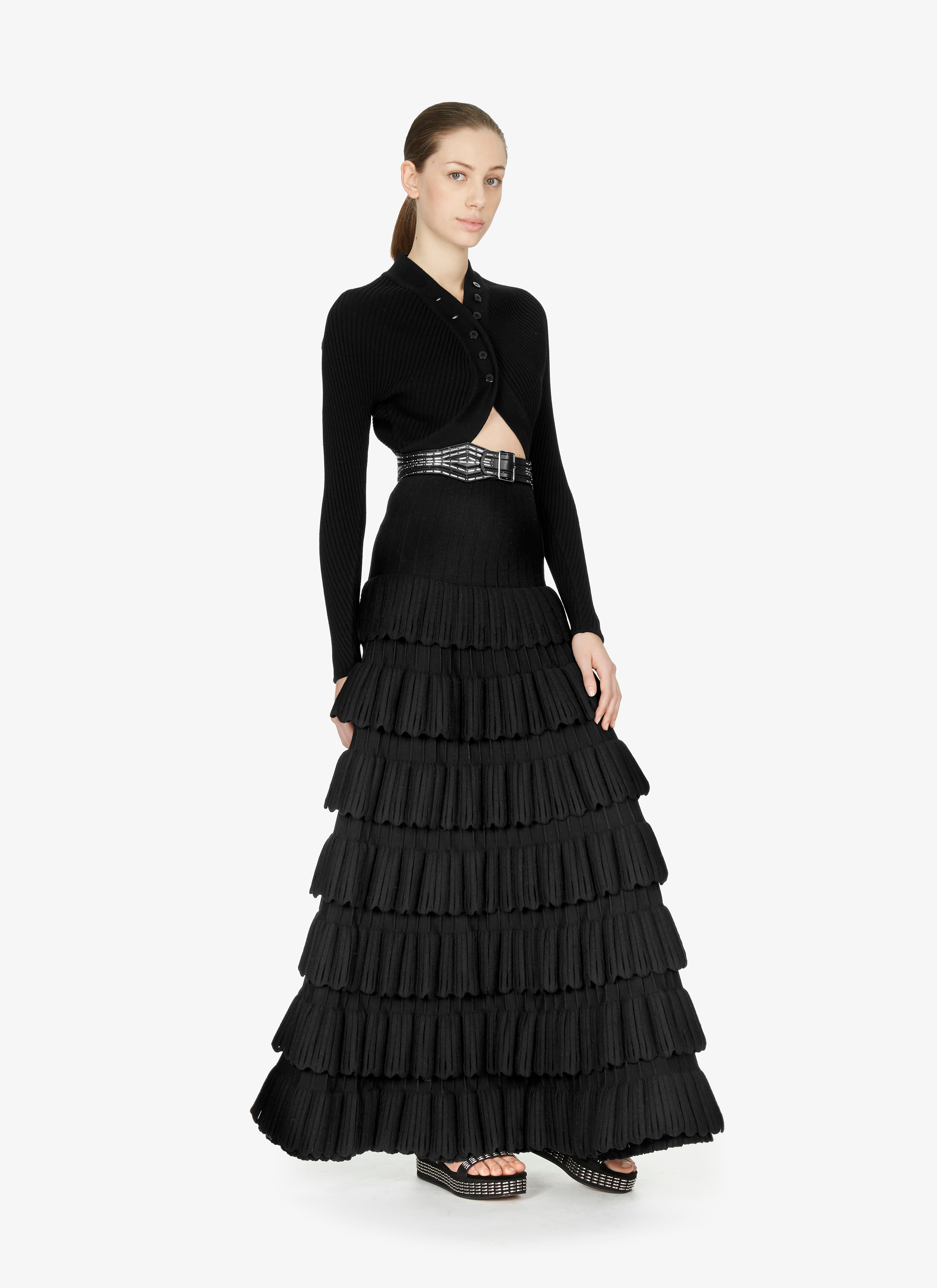 Wool-Blend Tiered Skirt Wool-Blend Tiered Skirt - maison-alaia.com