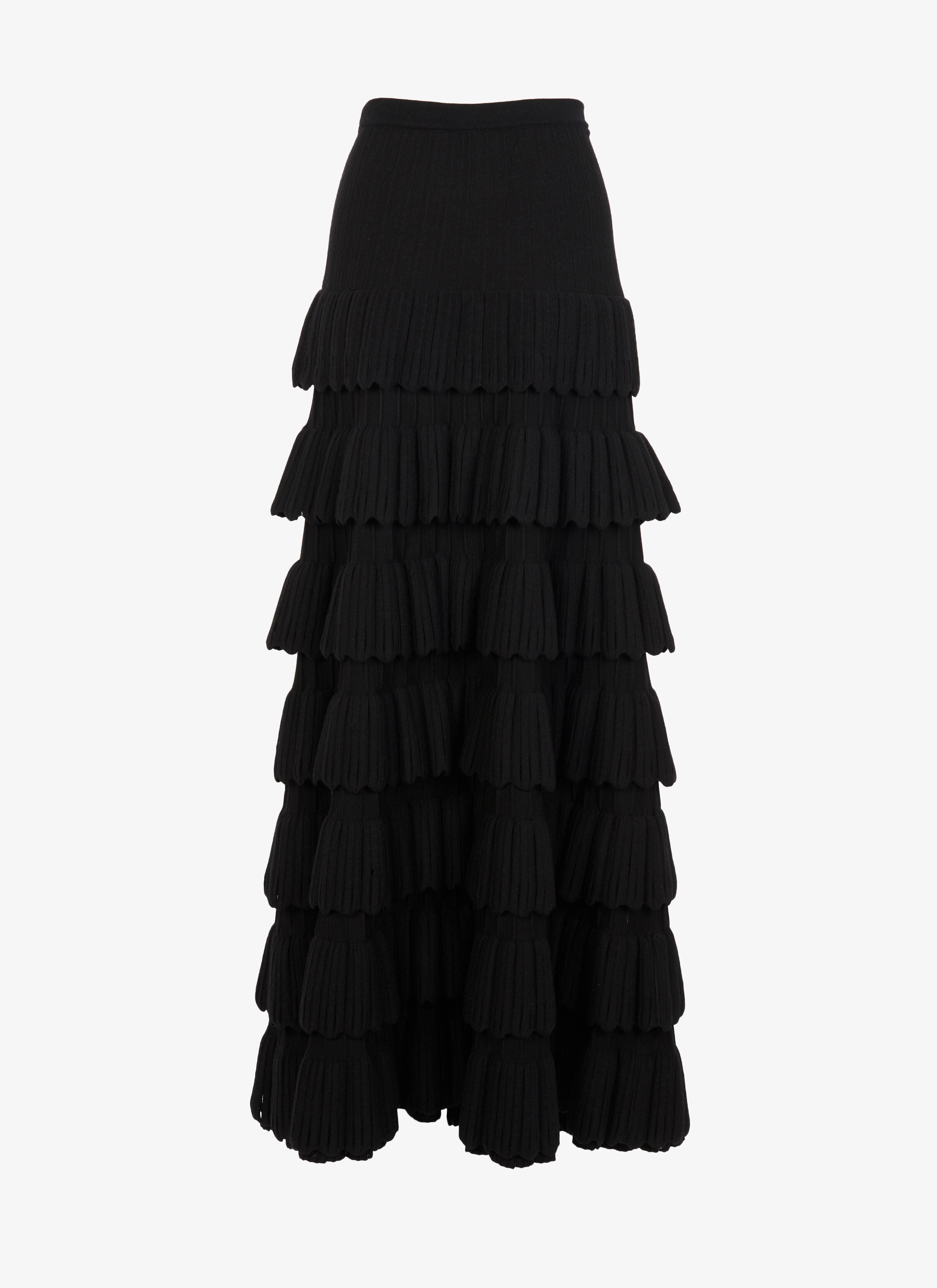 Wool-Blend Tiered Skirt Wool-Blend Tiered Skirt - maison-alaia.com