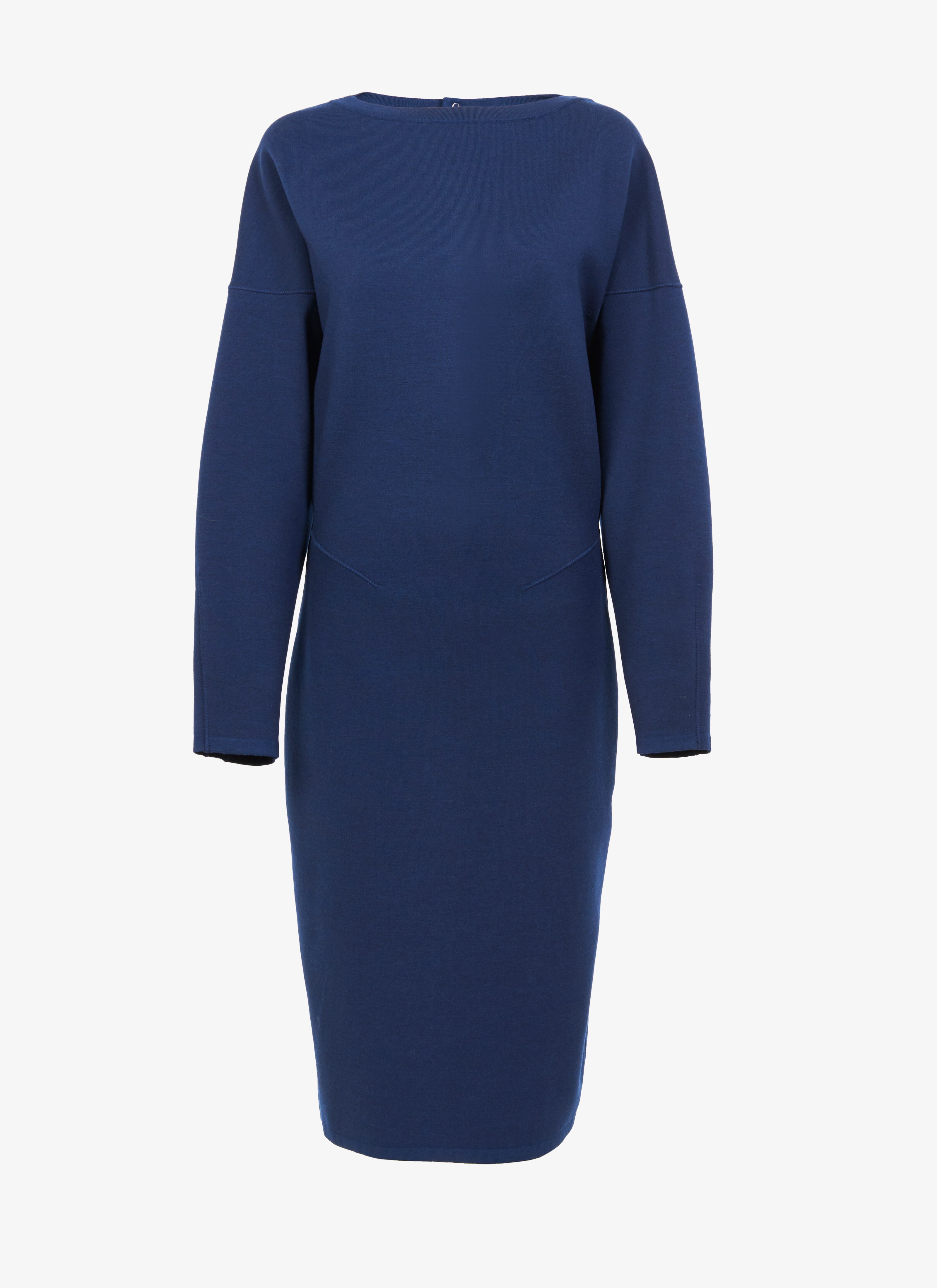 ALAÏA MARINE WOOL-BLEND DRESS