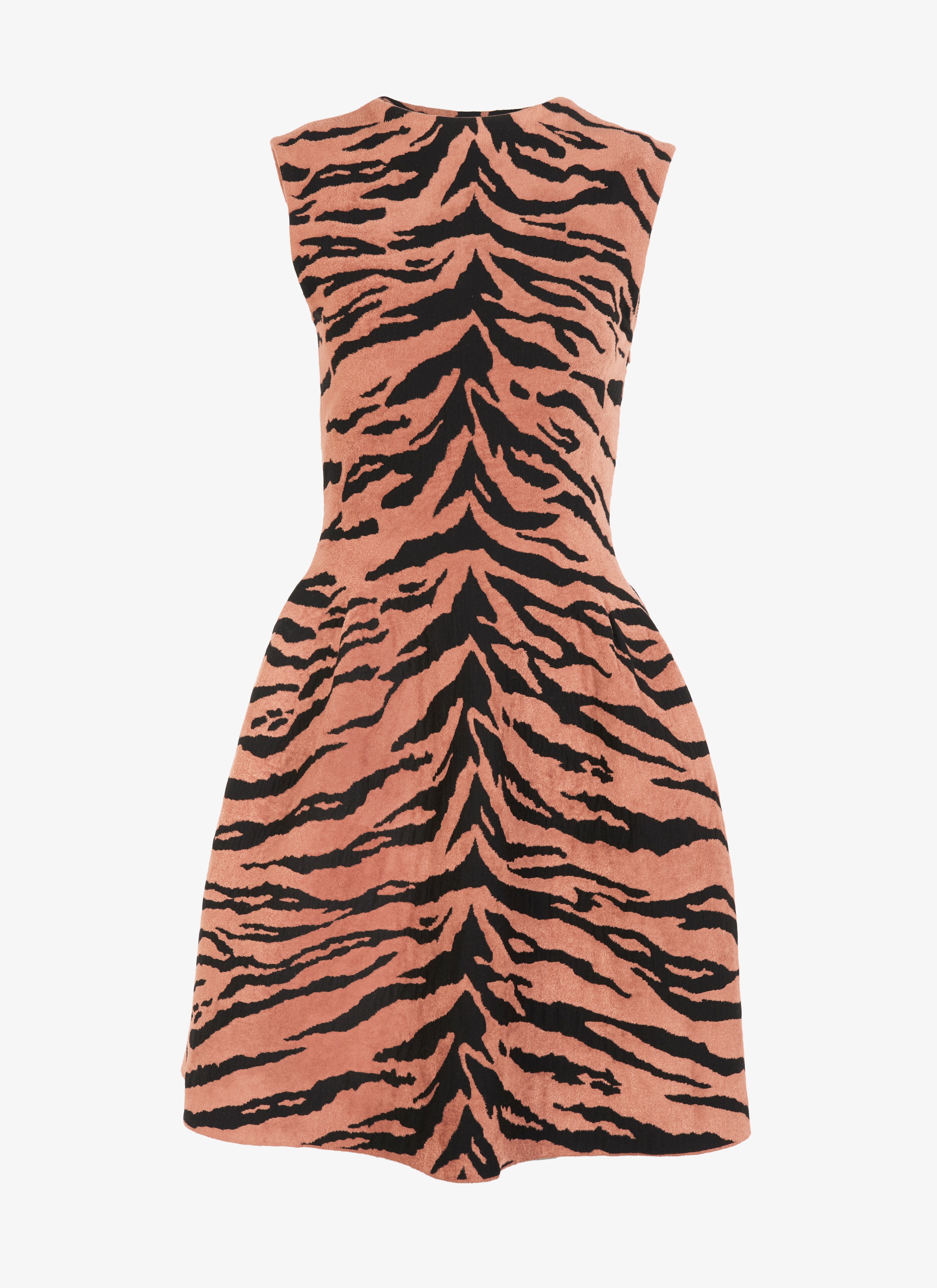 SLEEVELESS DRESS ZEBRA BLACK/BROWN - maison-alaia.com