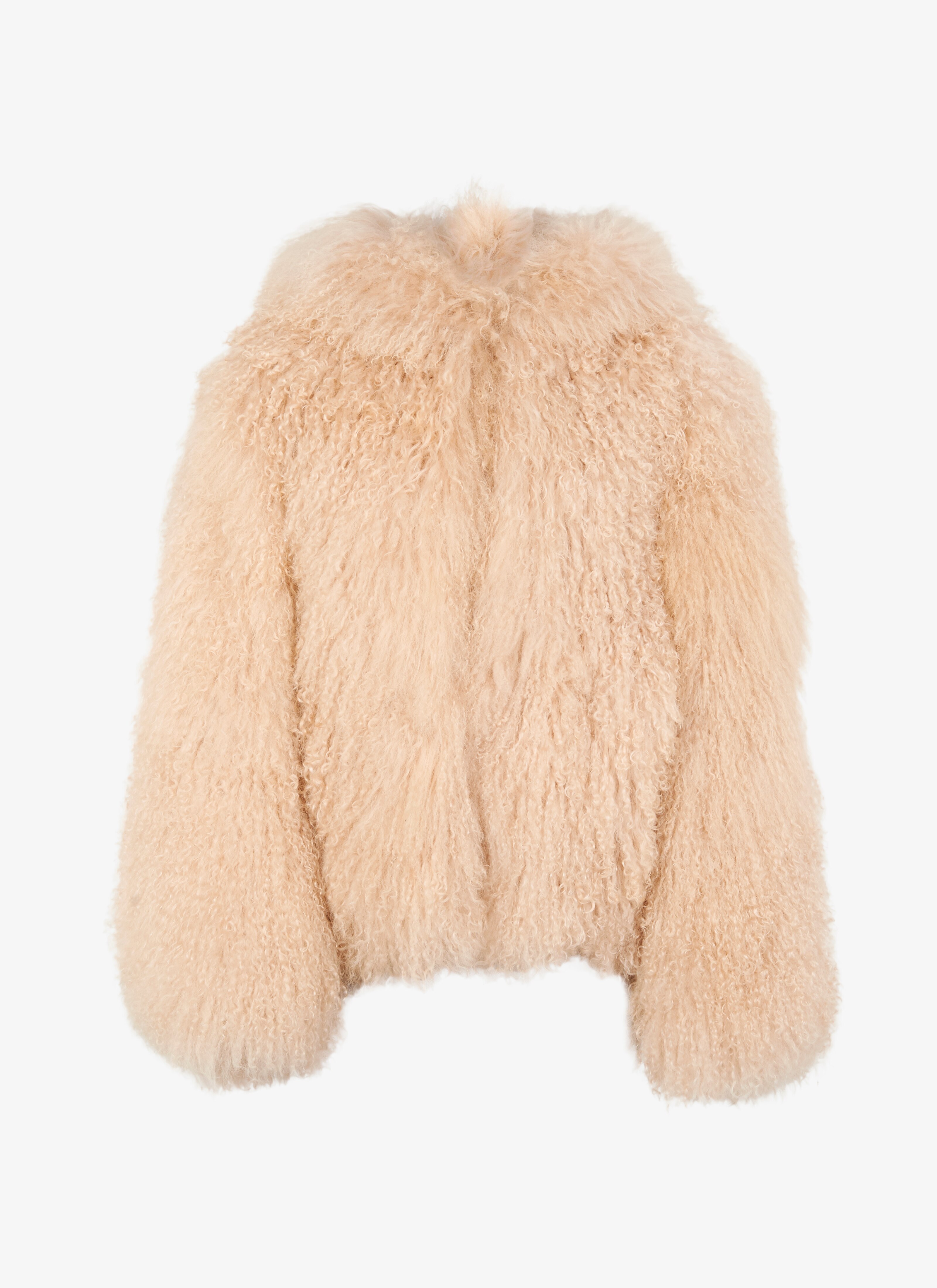 ALAÏA BEIGE MONGOLIA LAMBSKIN HOODED JACKET