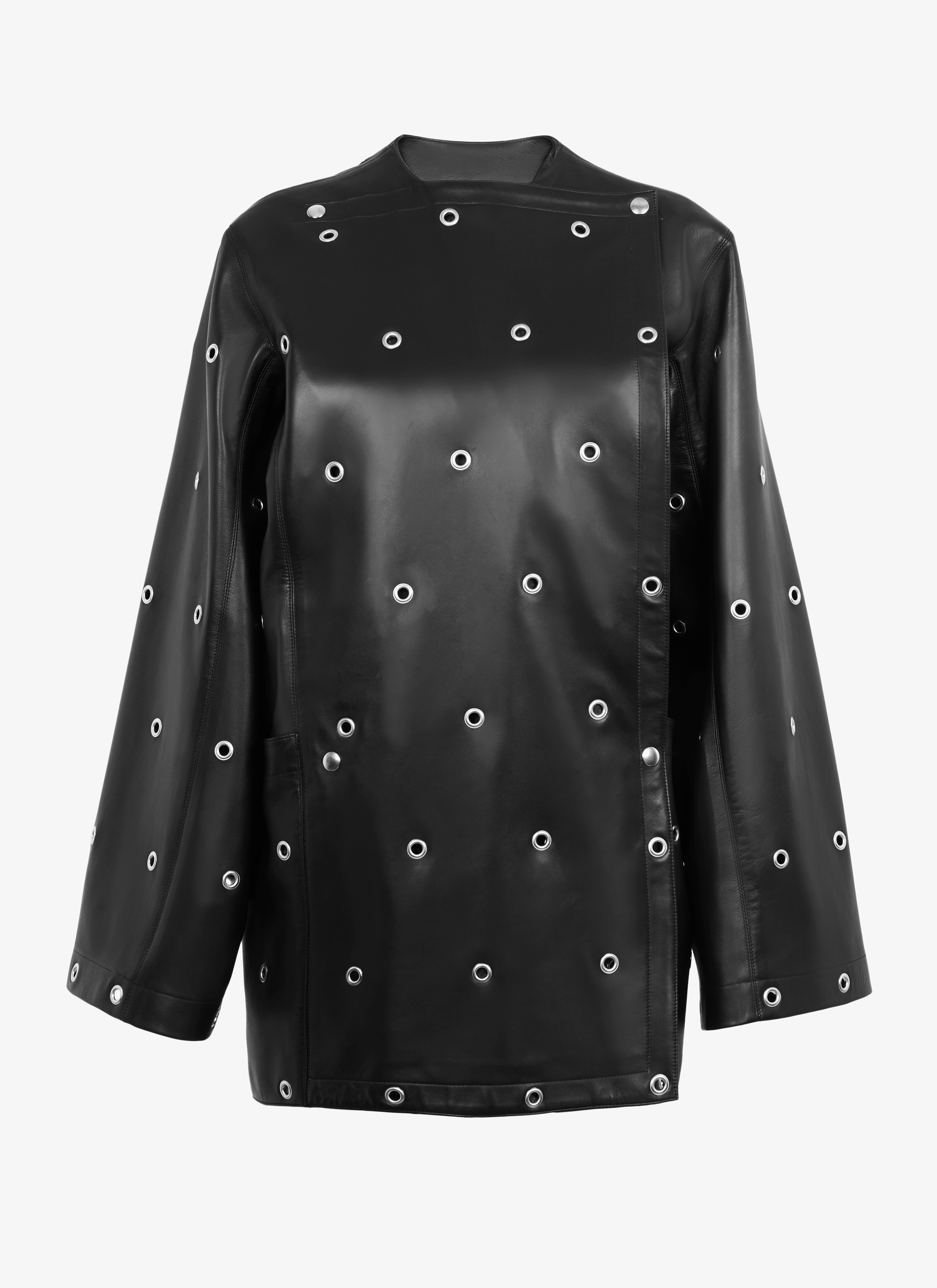 ALAÏA BLACK SHORT COAT AGNEAU LUX BLACK