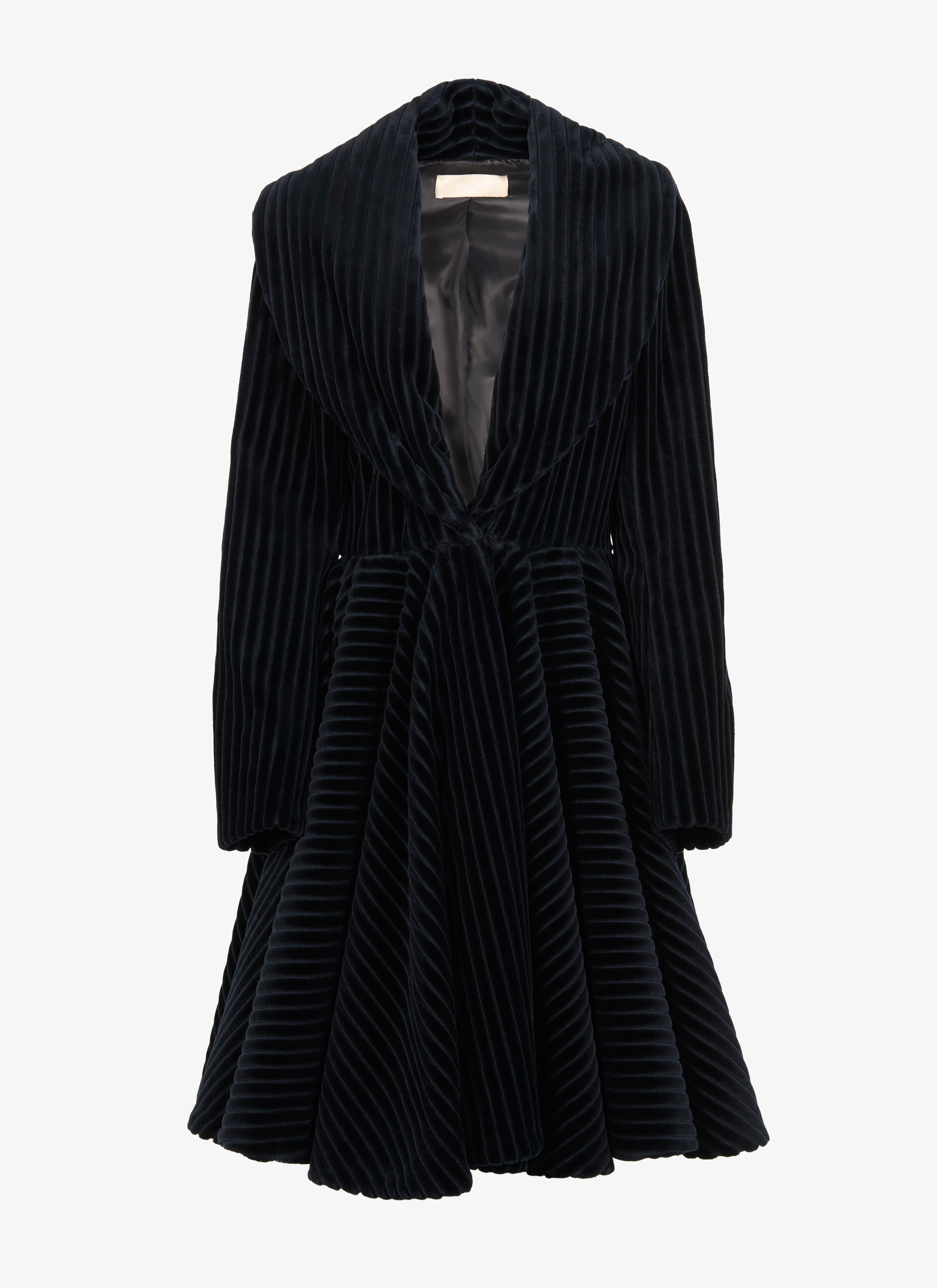 ALAÏA NIGHT BLUE COAT VELOURS COTELE MAXI NIGHT