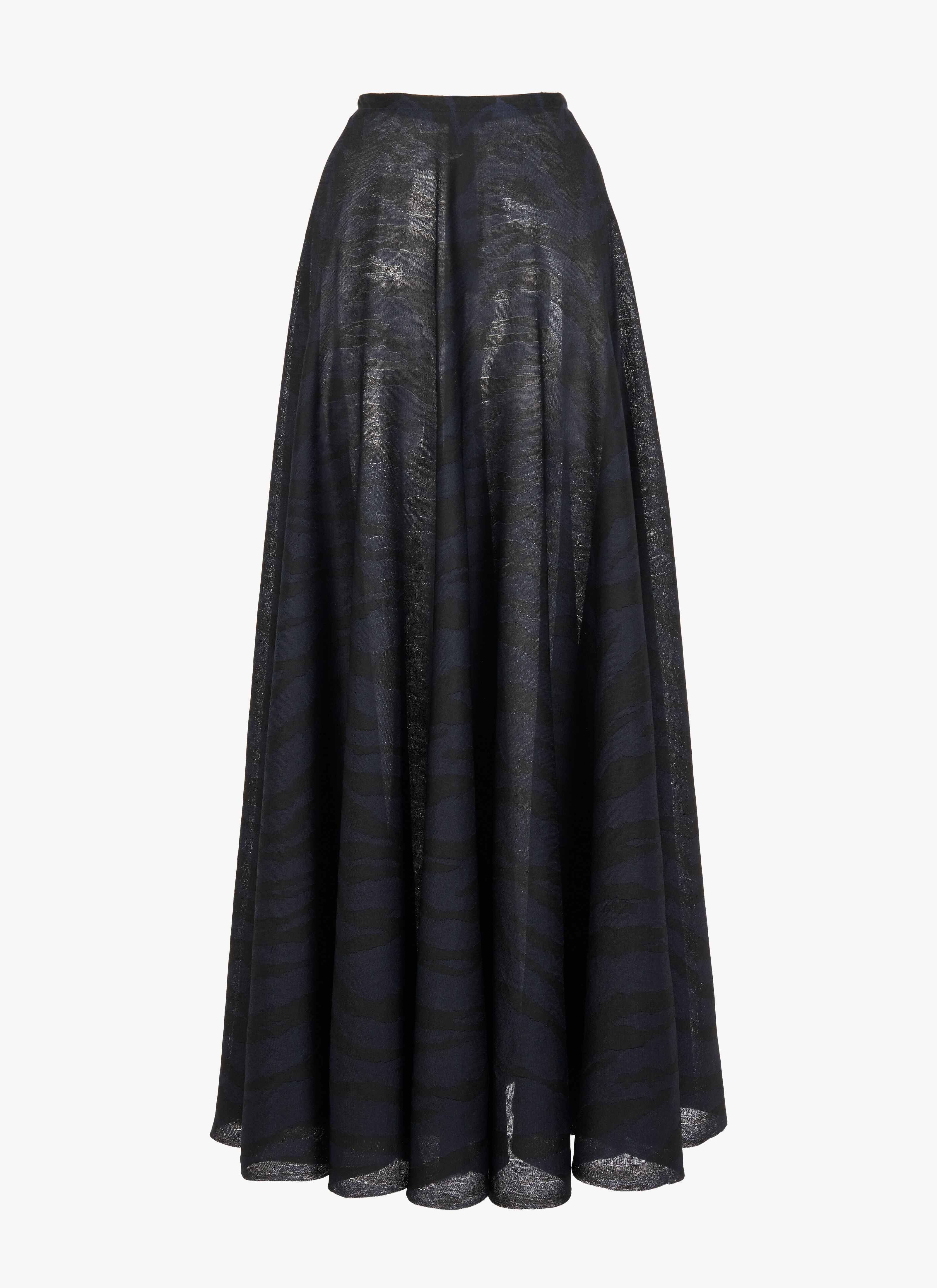 ALAÏA BLACK/BLUE  SKIRT ZEBRA SOIE BLACK/BLUE
