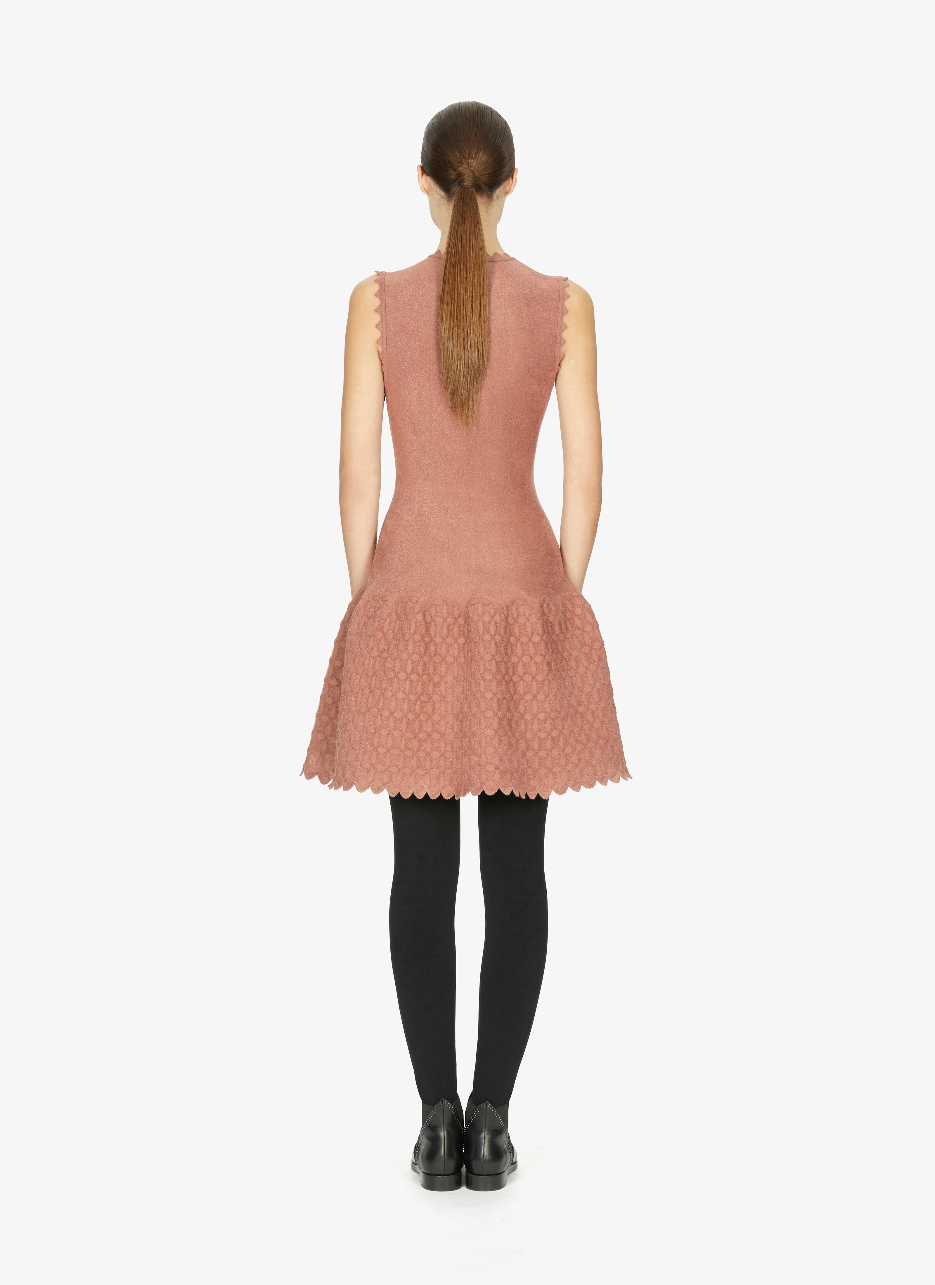 ALAÏA BEIGE SCALLOPED DRESS