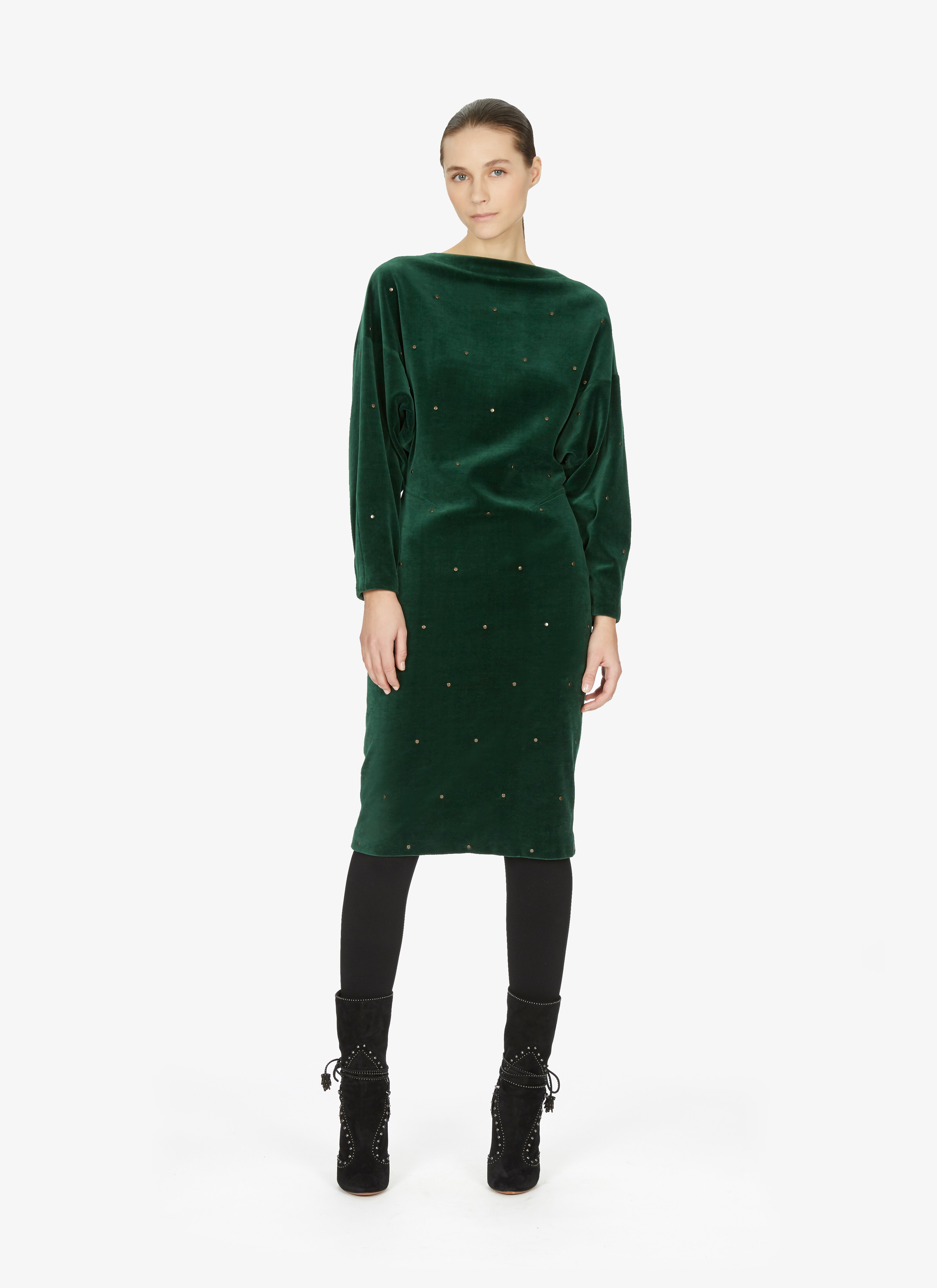 ALAÏA EDITION 1983 Studded Velvet Jersey Dress ALAÏA EDITION 1983 Studded Velvet Jersey Dress - maison-alaia.com