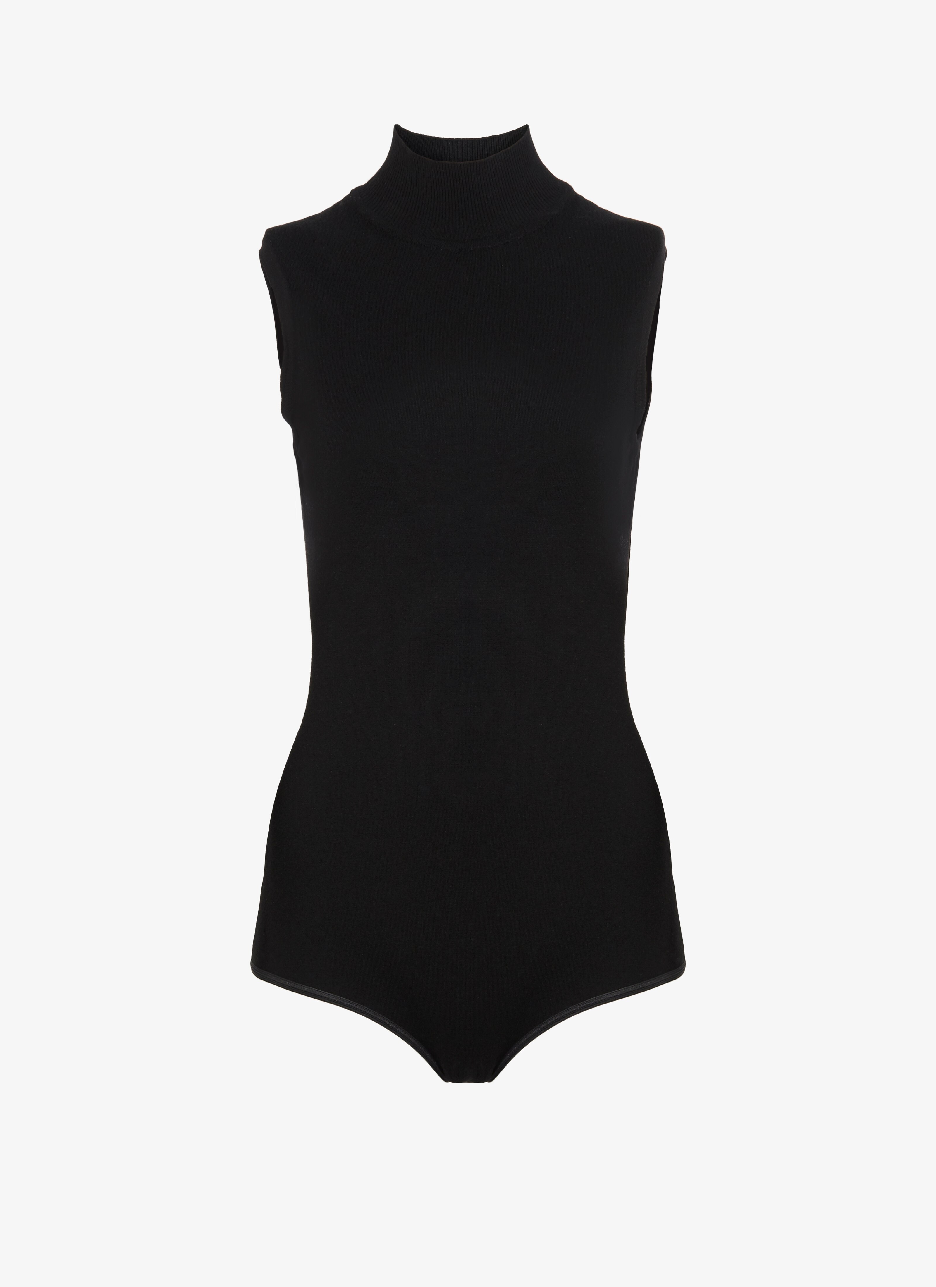black sleeveless bodysuit