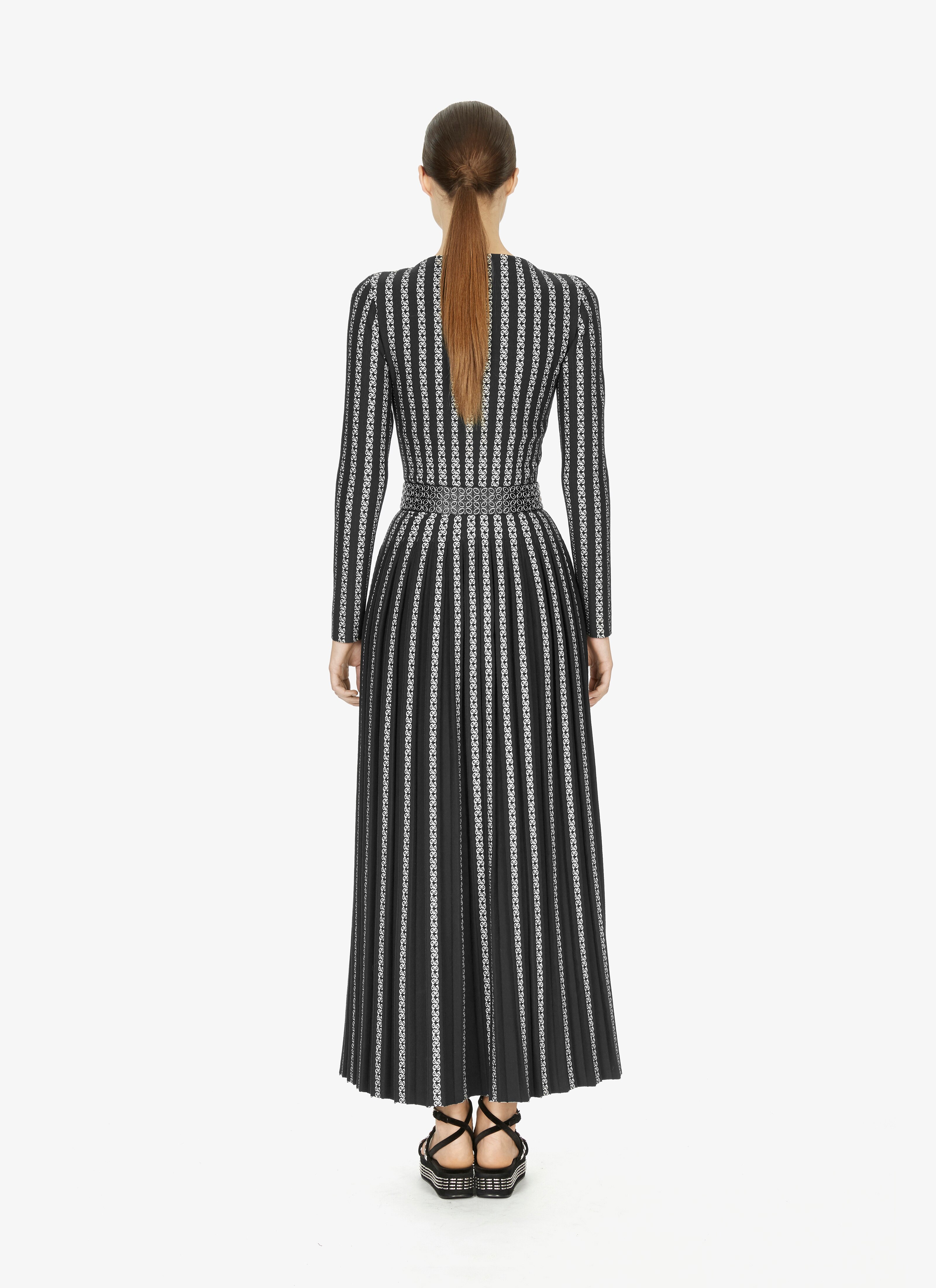 ALAÏA GREEN/WHITE BLEND STRAIGHT-NECK BODYSUIT
