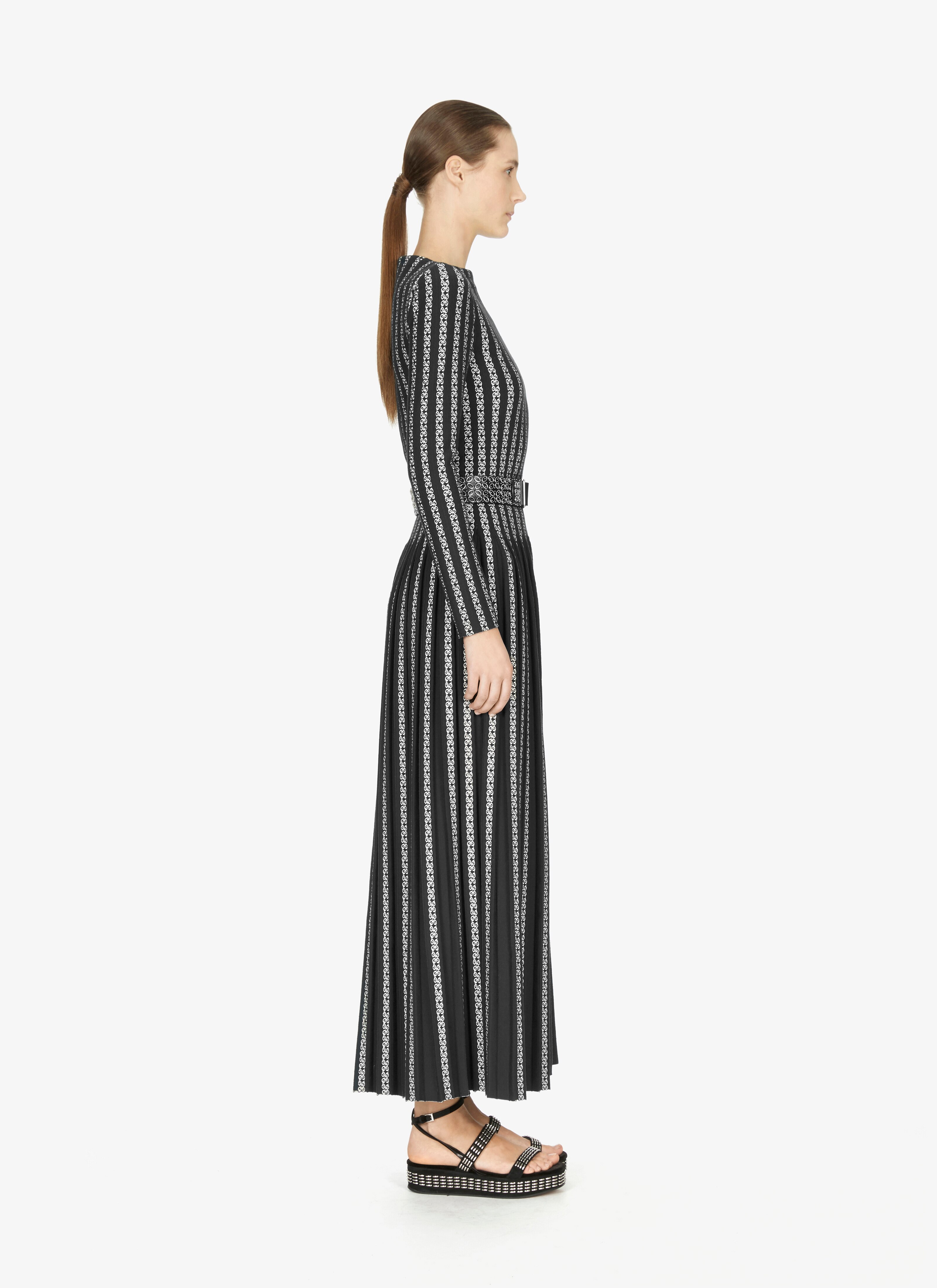ALAÏA GREEN/WHITE BLEND STRAIGHT-NECK BODYSUIT
