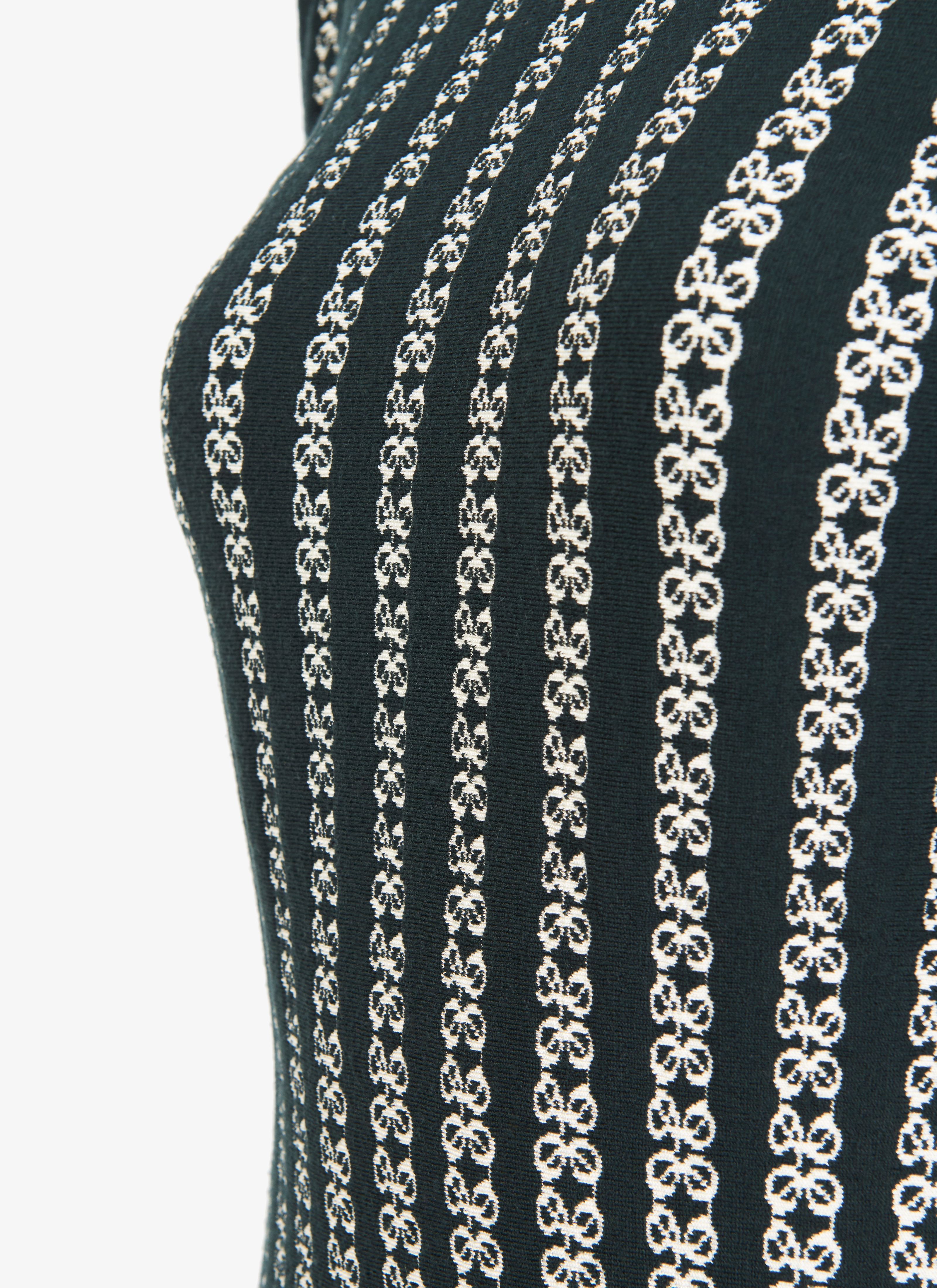 ALAÏA GREEN/WHITE BLEND STRAIGHT-NECK BODYSUIT
