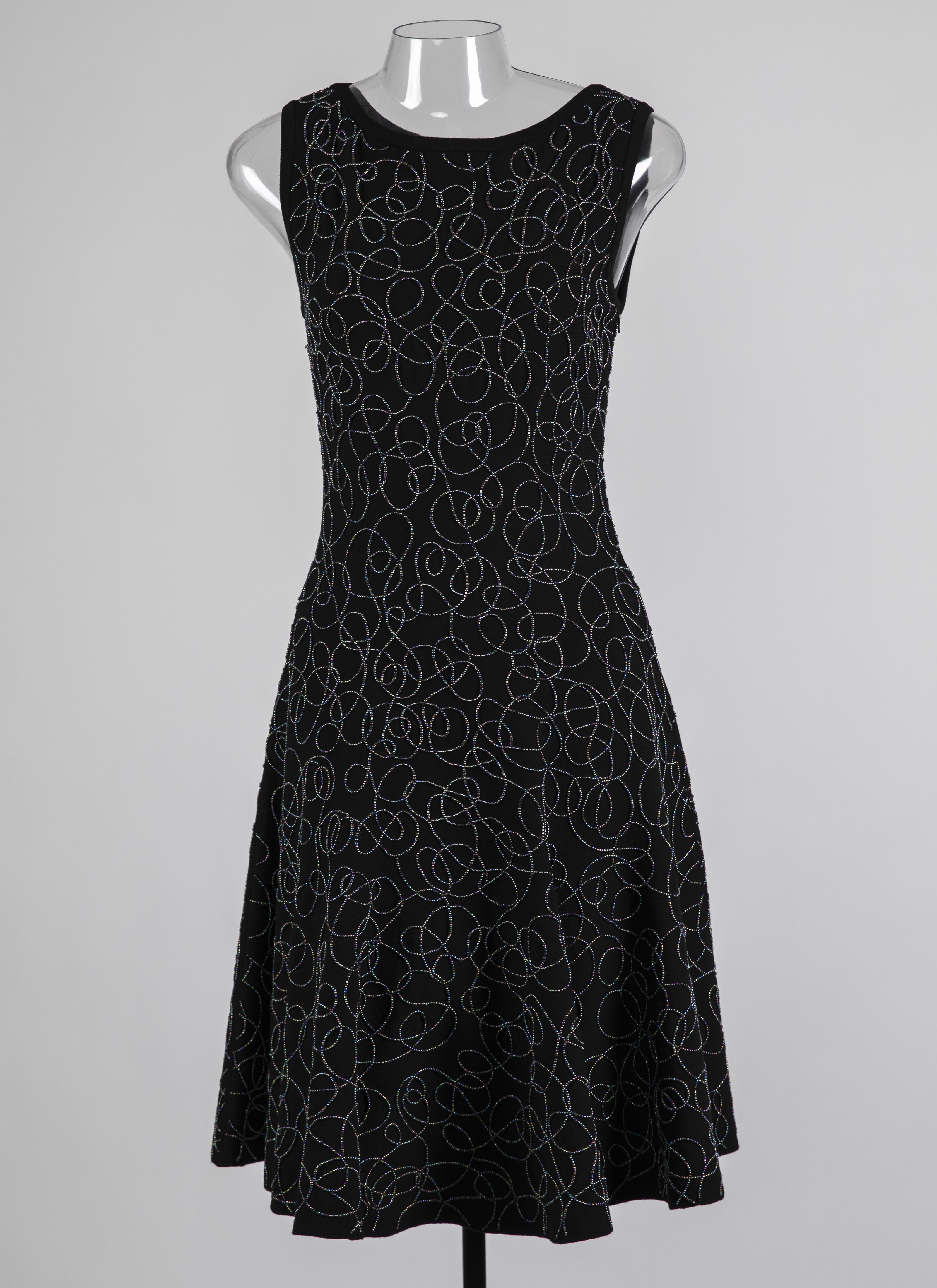 ALAÏA BLACK SLEEVELESS DRESS RAINBOW LAINE BRODE BLACK