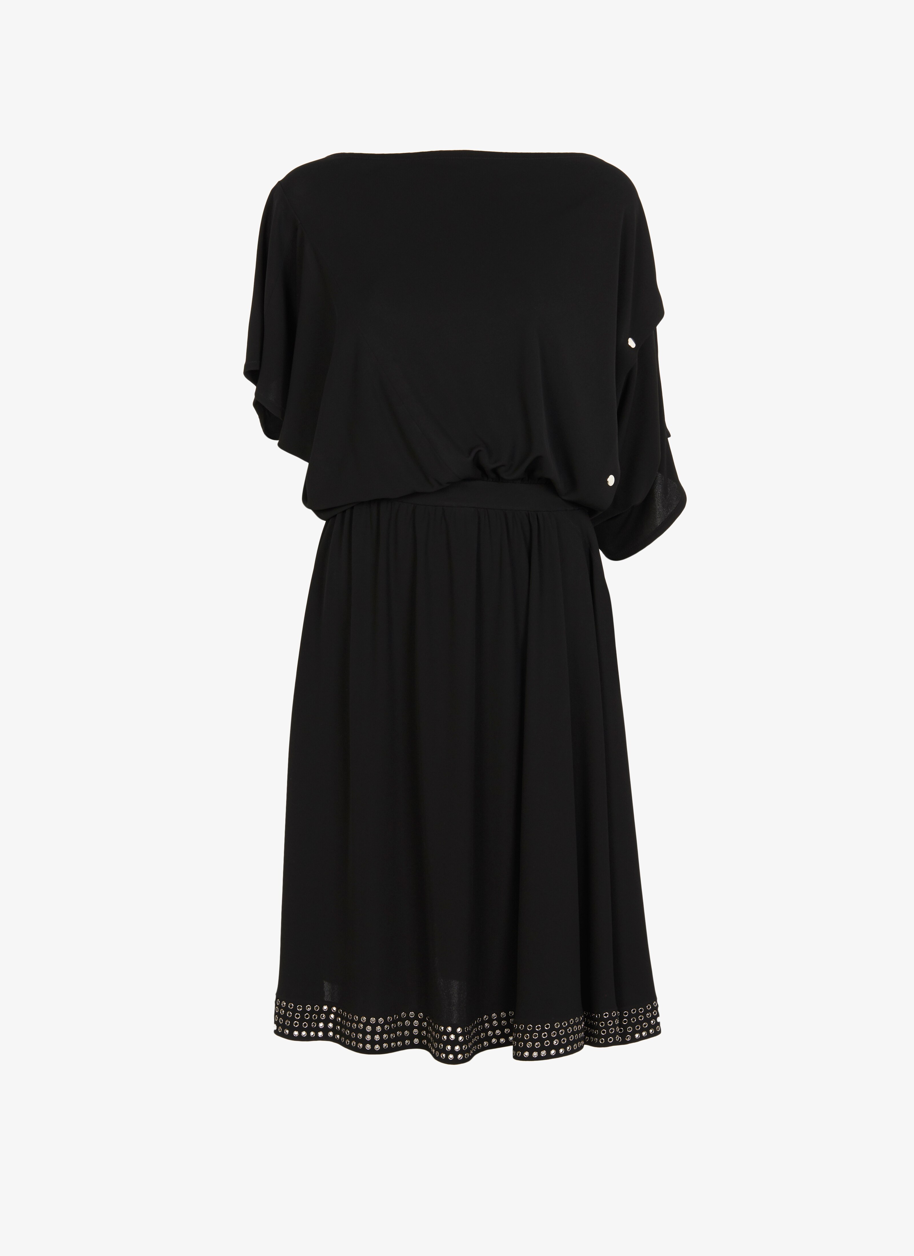 ALAÏA NOIR ROBE MANCHES COURTES JERSEY FLUIDE NOIR