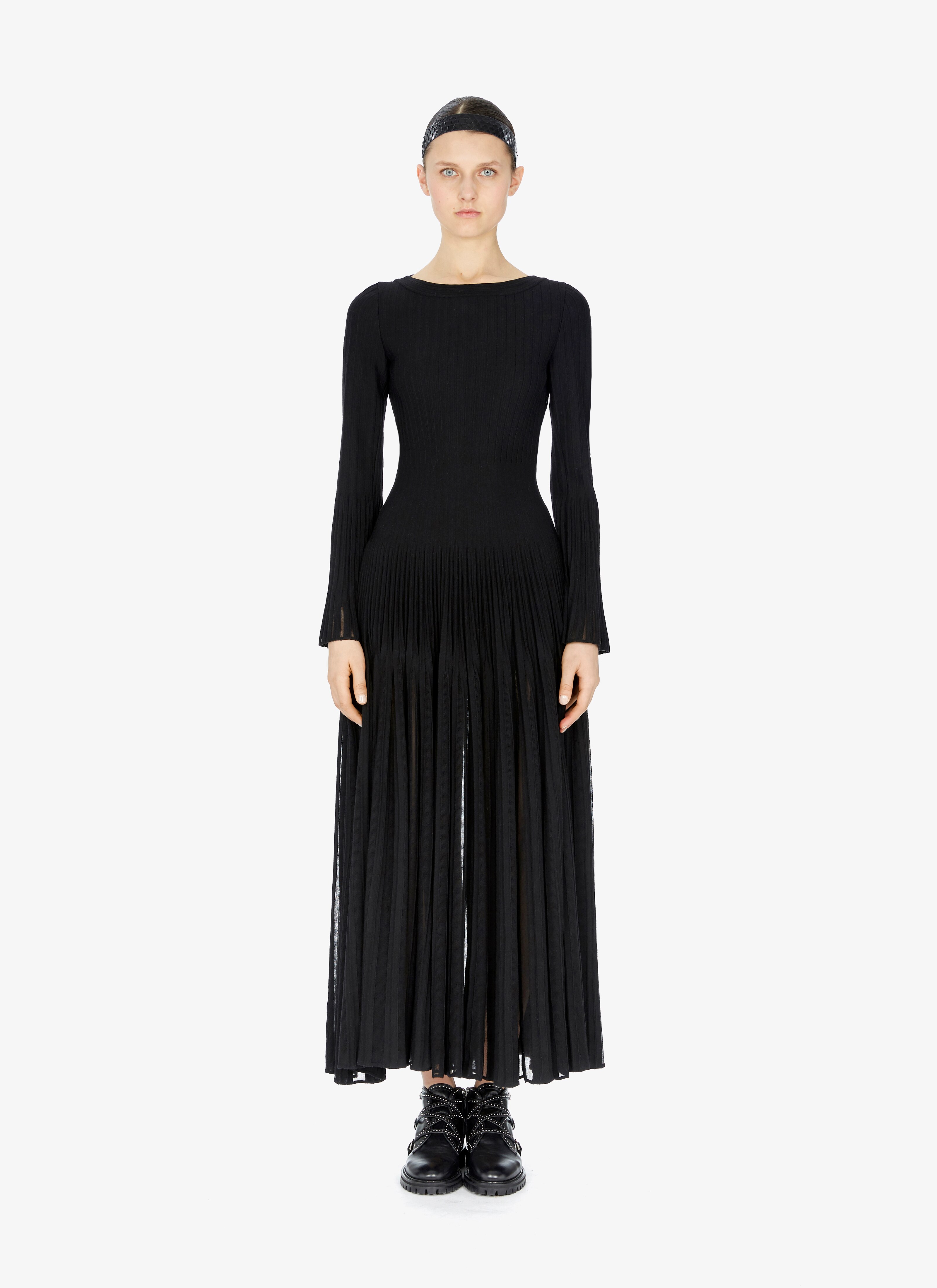 ALAÏA ブラック  LONG SLEEVE DRESS ENTRE DEUX BLACK