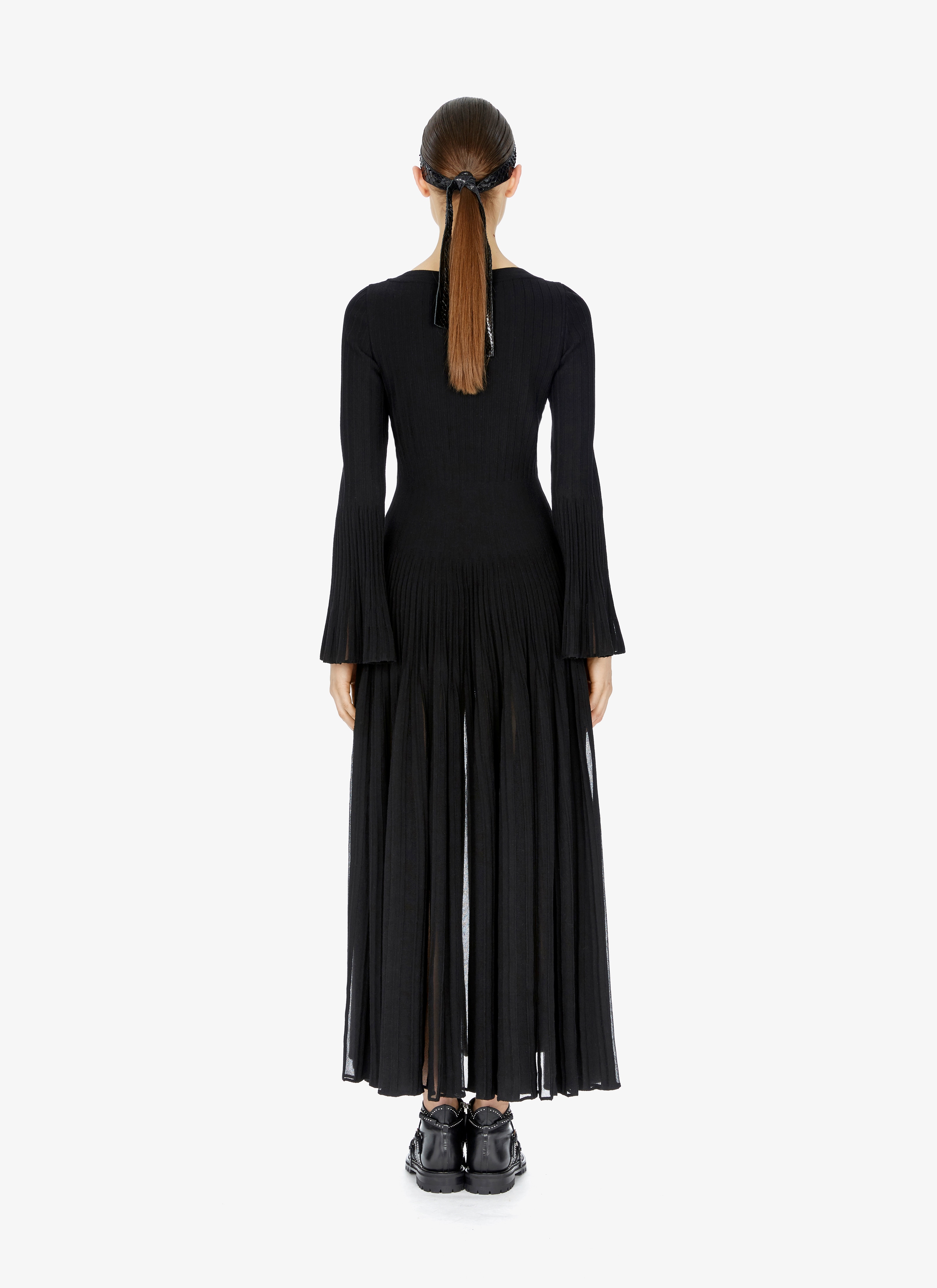 ALAÏA ブラック  LONG SLEEVE DRESS ENTRE DEUX BLACK