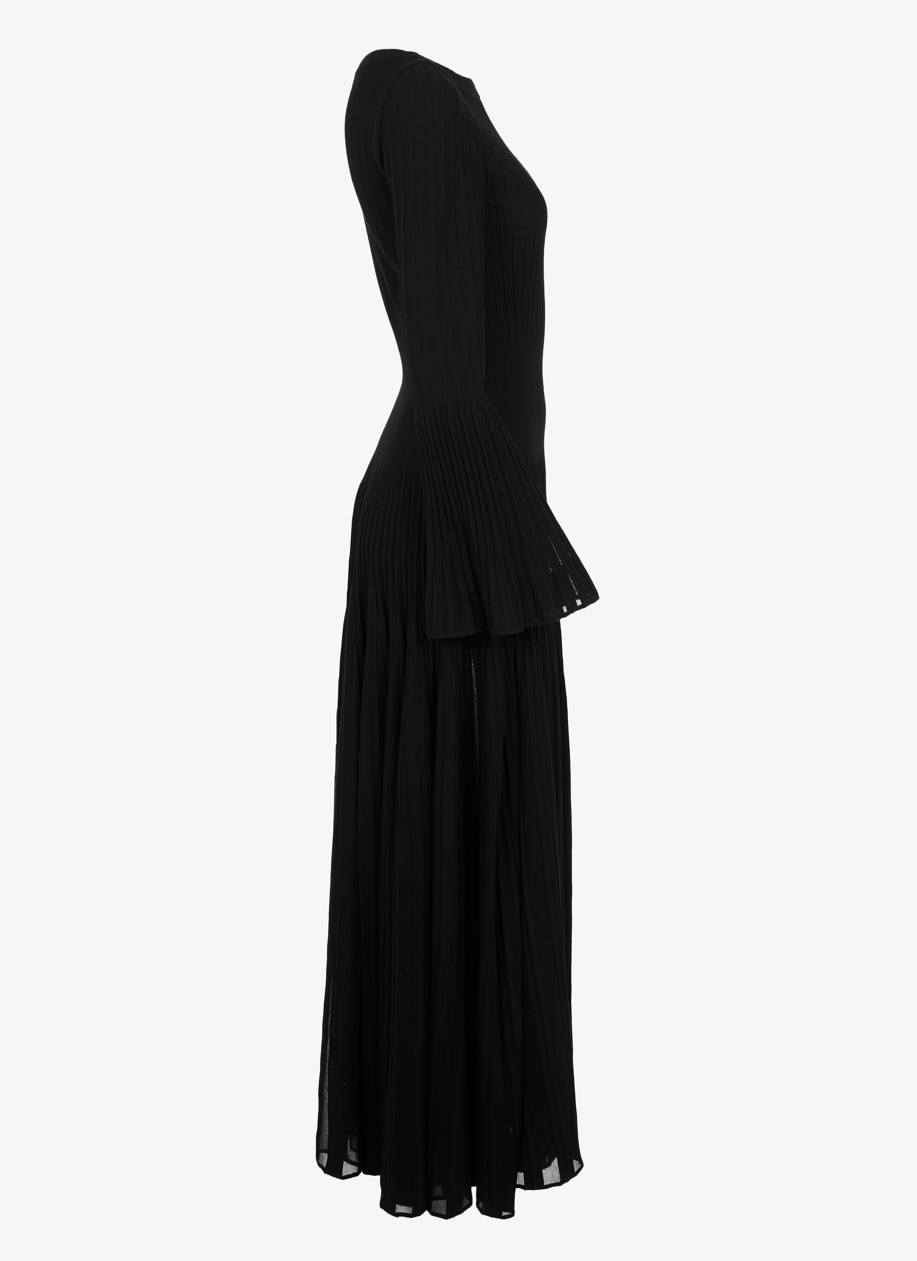 ALAÏA ブラック  LONG SLEEVE DRESS ENTRE DEUX BLACK