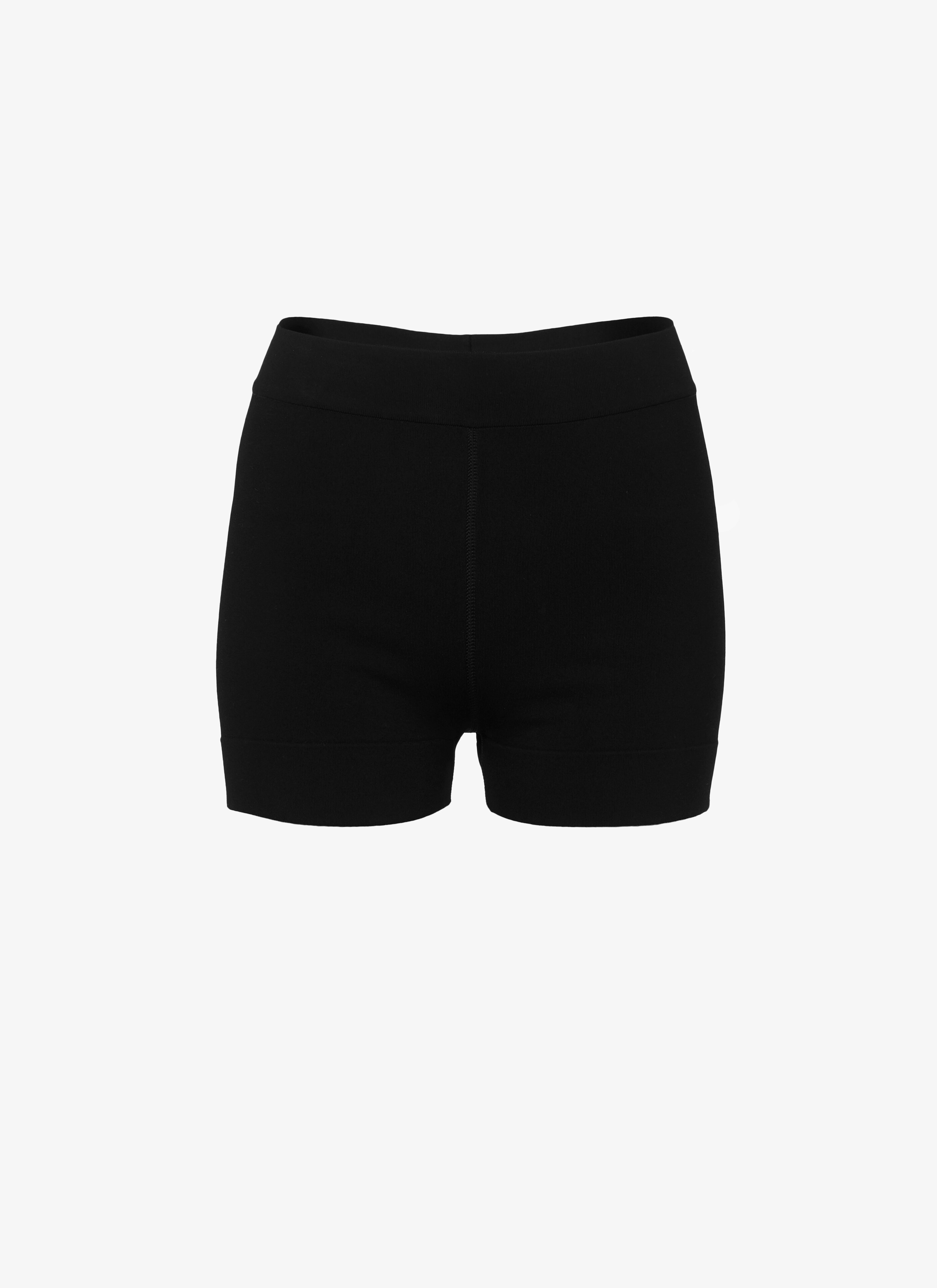 ALAÏA BLACK RIBBED STRETCH-KNIT SHORT 