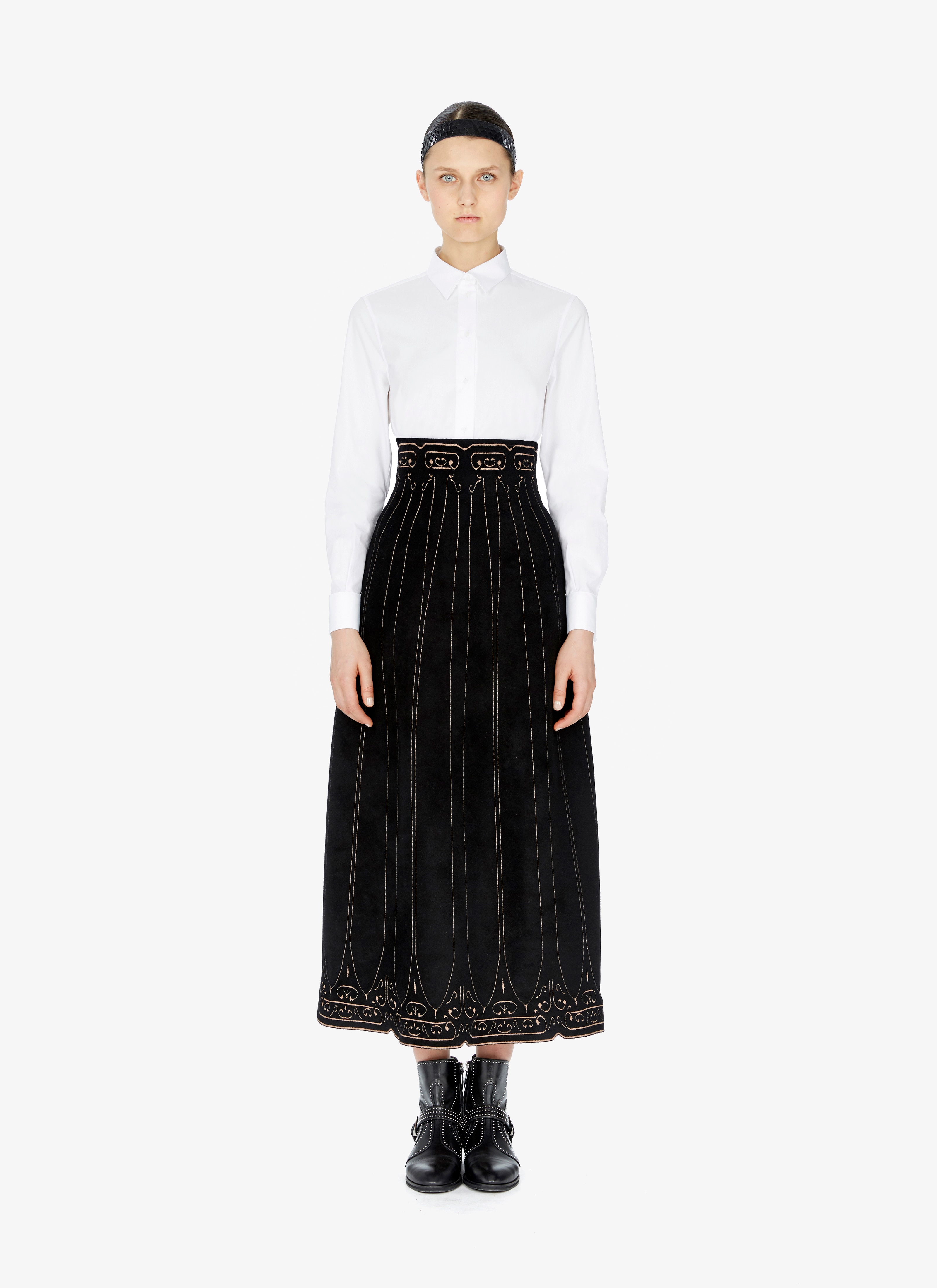 Wool-Blend Calligraphy Skirt Wool-Blend Calligraphy Skirt - maison-alaia.com