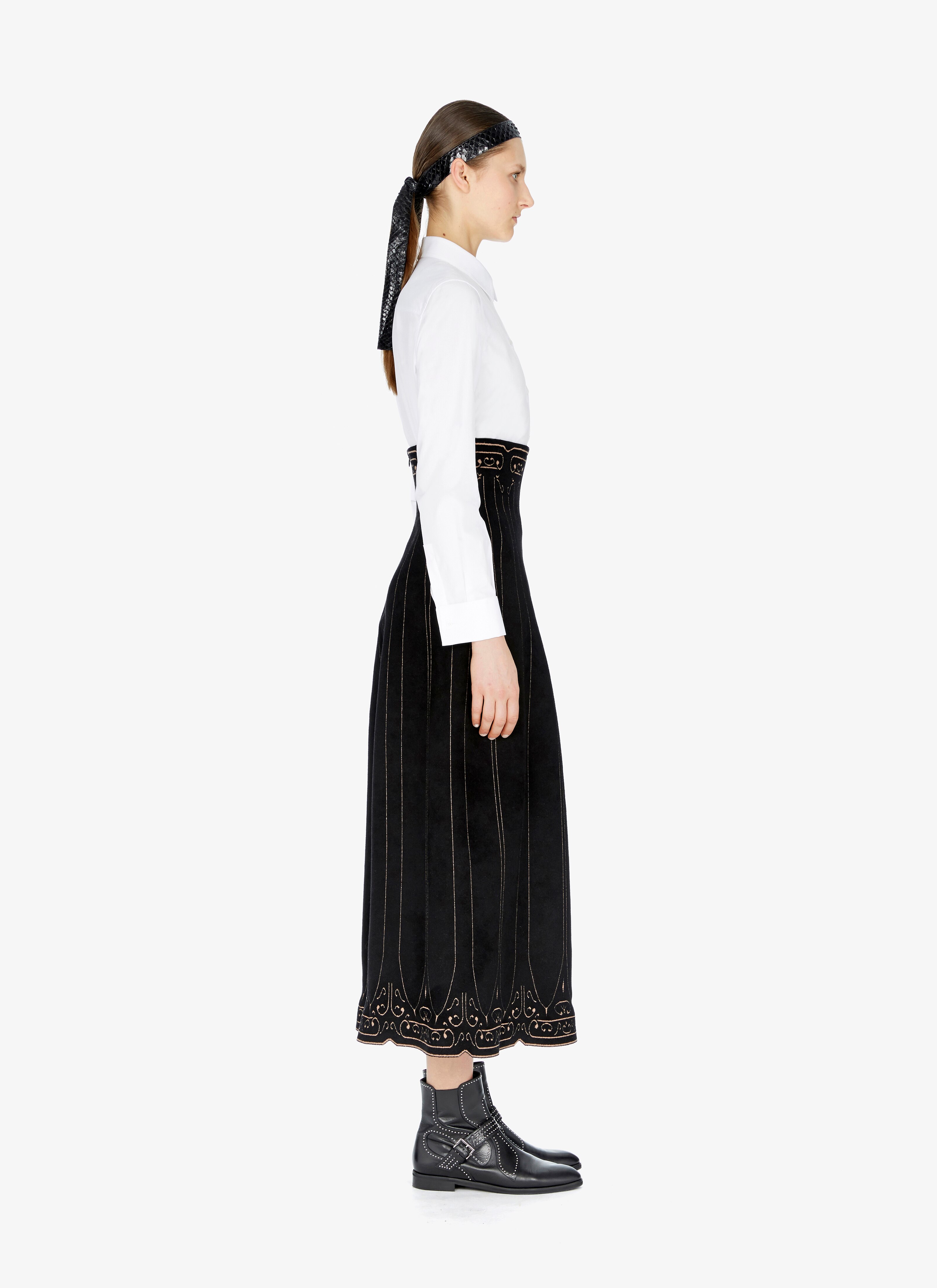 Wool-Blend Calligraphy Skirt Wool-Blend Calligraphy Skirt - maison-alaia.com